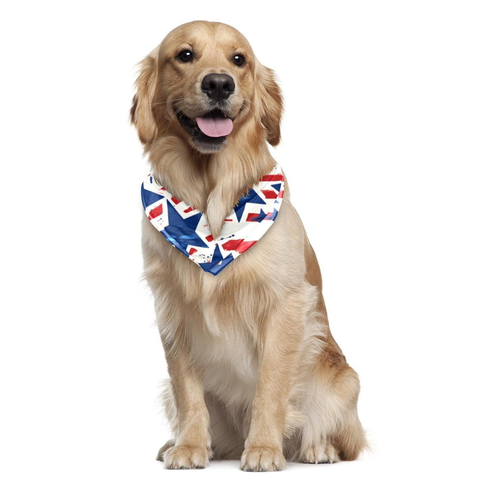 American Flag Dog Bandanas - 2-Piece Patriotic Pet Bandana Set for 4th of July, Dog Scarf & Accessories - Perfect for Independence Day Celebrations & Outdoor Adventures