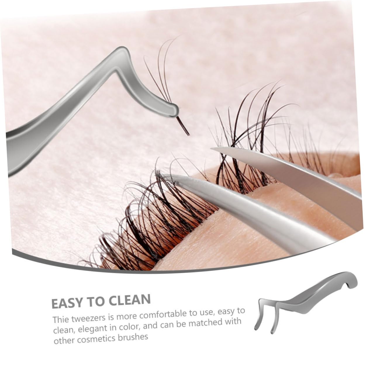 Professional Stainless Steel Eyelash Tweezers - False Eyelash Applicator with Comfortable Grip for Precise Lash Extension & Creative Eye Makeup | Perfect for Salon, Home Use & Professional Makeup Artists