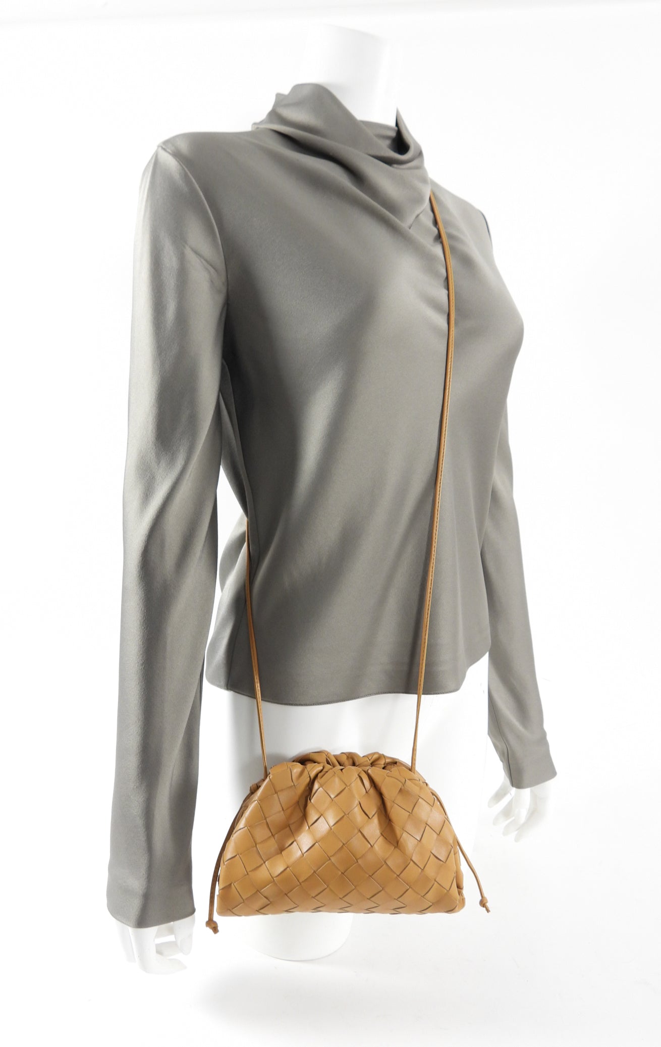 Bottega Veneta Mini Pouch Crossbody Bag - Genuine Caramel Intrecciato Leather - Perfect for Everyday Use, Date Night & Travel Accessories