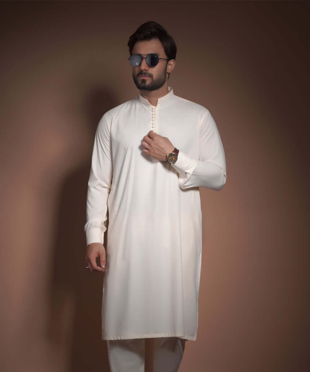Premium Bosci Cream Cotton Viscose Blend IronEZ Kurta Pyjama Set - Comfortable & Wrinkle-Free for Casual Wear, Lounge & Home Relaxation