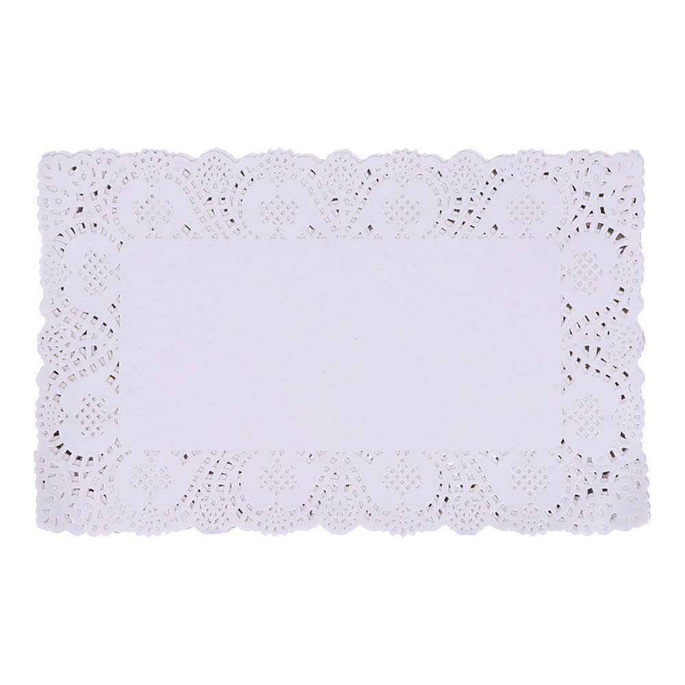 White Lace Paper Doilies 7x12 Inch - 100 Pack Disposable Rectangle Paper Placemats for Wedding, Birthday Party, Cake & Dessert Display - Elegant Tableware Food Decoration for Buffets, Tea Parties & Special Events