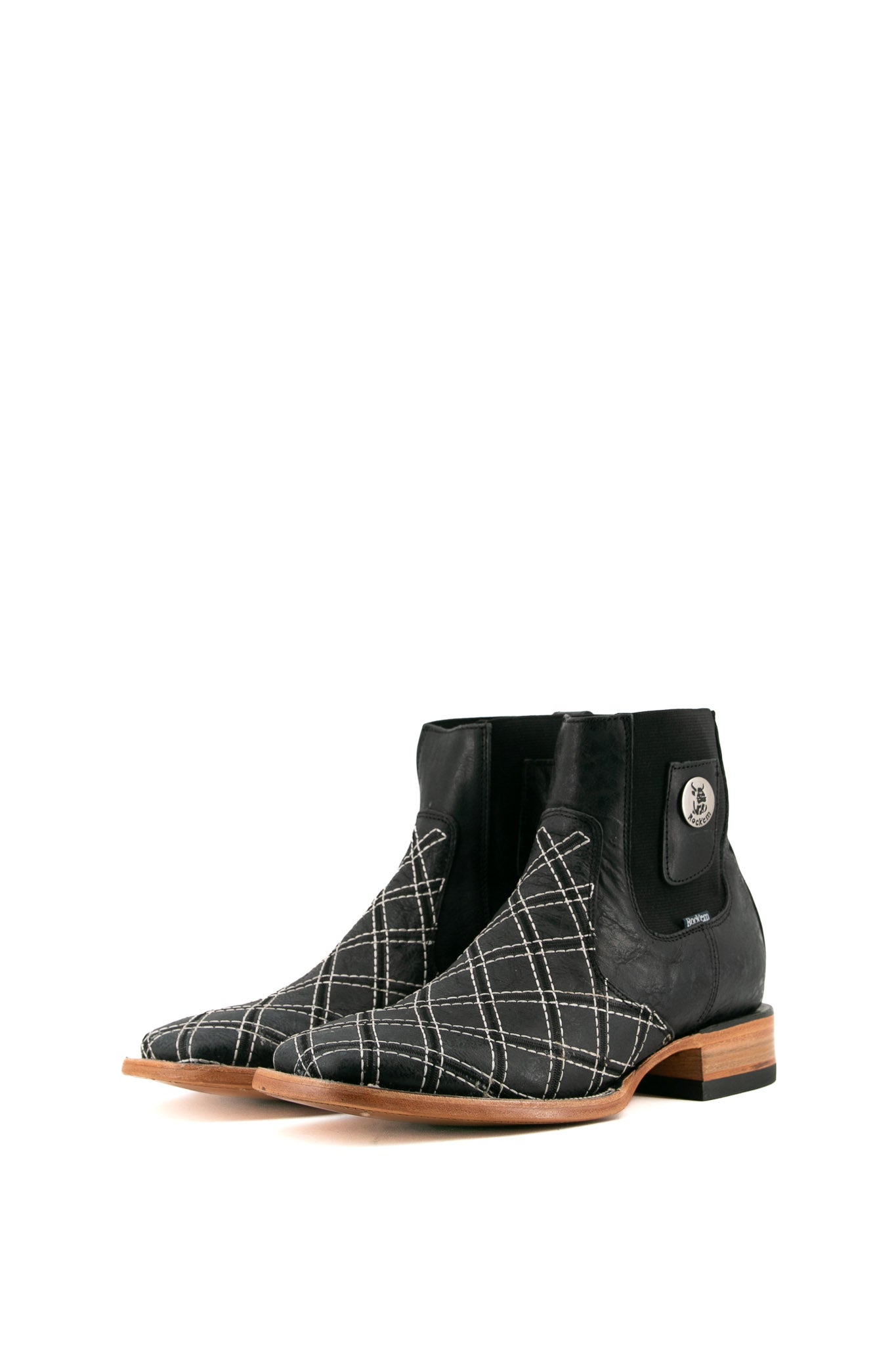 Men's Patchwork Square Toe Ankle Boots - Fashionable Cowboy Western Boots for Men - Perfect for Casual Wear, Country Music Festivals & Outdoor Adventures