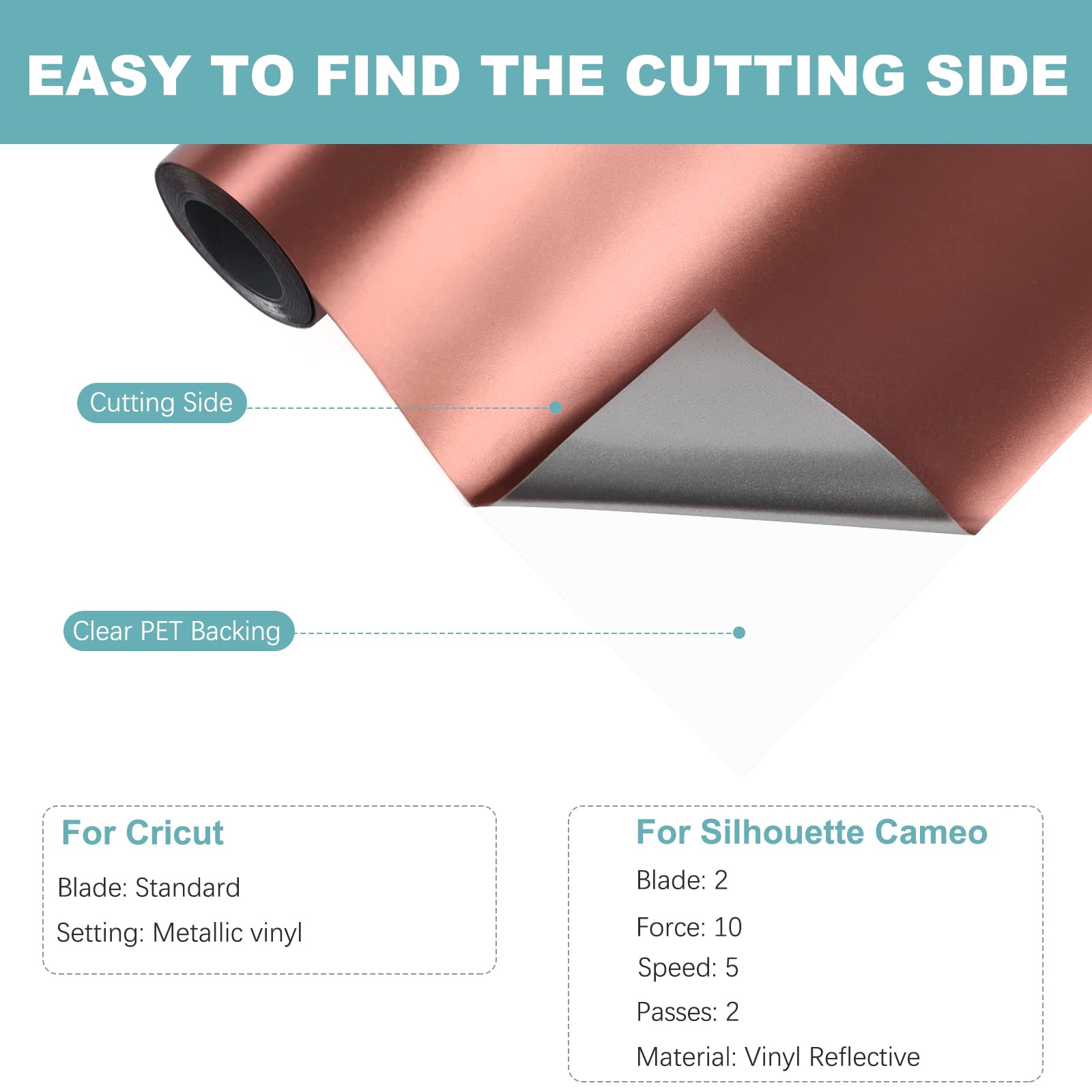 HTVRONT Rose Gold Metallic Vinyl Roll - 12