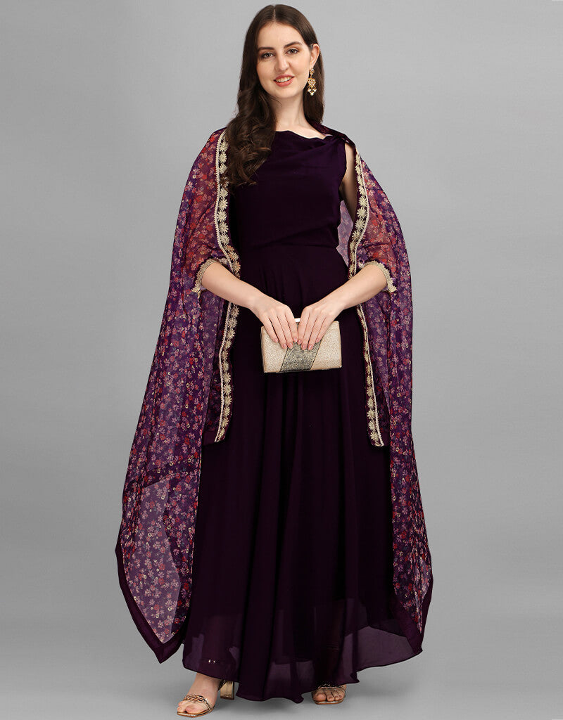 Elegant Black Designer Georgette Gown for Women | Latest Party Wear Evening Dress | Perfect for Cocktail Parties, Weddings & Special Occasions