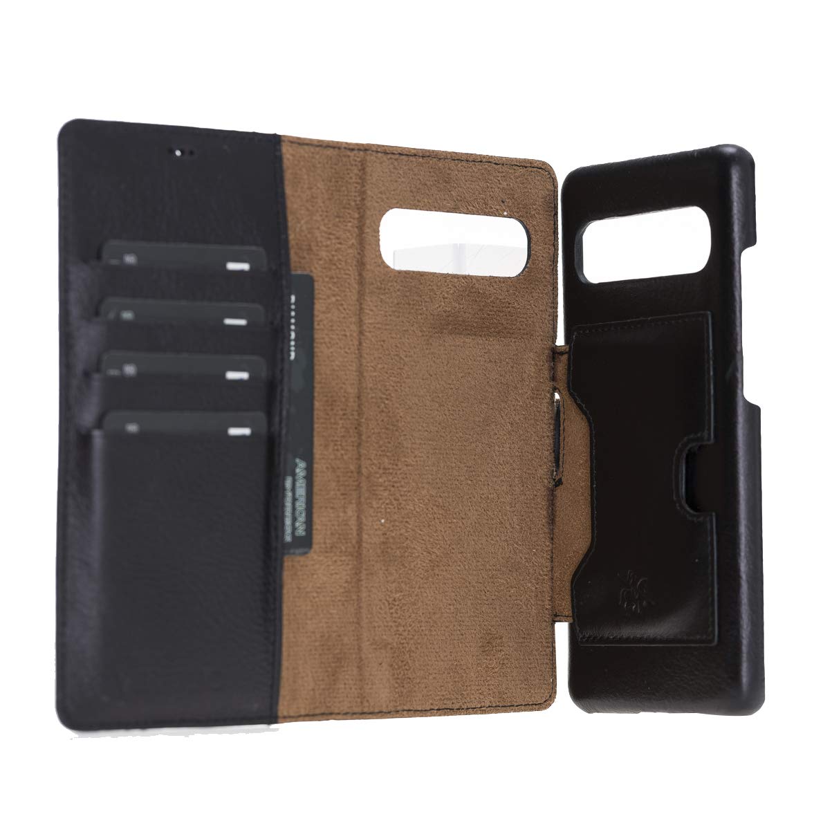 Venito Florence Genuine Leather Wallet Phone Case for Samsung Galaxy S10 5G - RFID Blocking for Security - Detachable Magnetic Wallet - Rustic Black - Perfect for Travel, Business & Everyday Use
