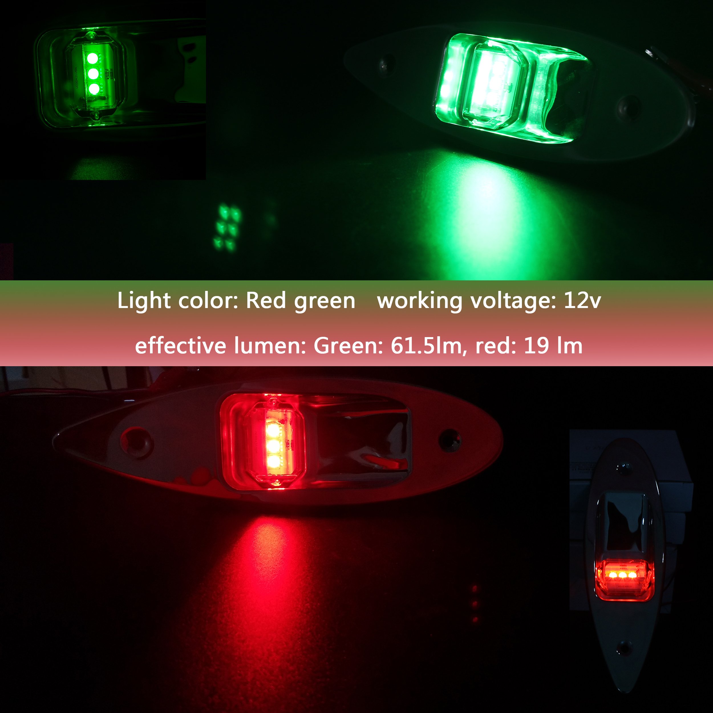 IZTOSS 12V Marine LED Navigation Lights - Waterproof Boat Bow & Side Lights for Boats, Yachts, Kayaks - Perfect for Night Sailing, Fishing & Water Safety