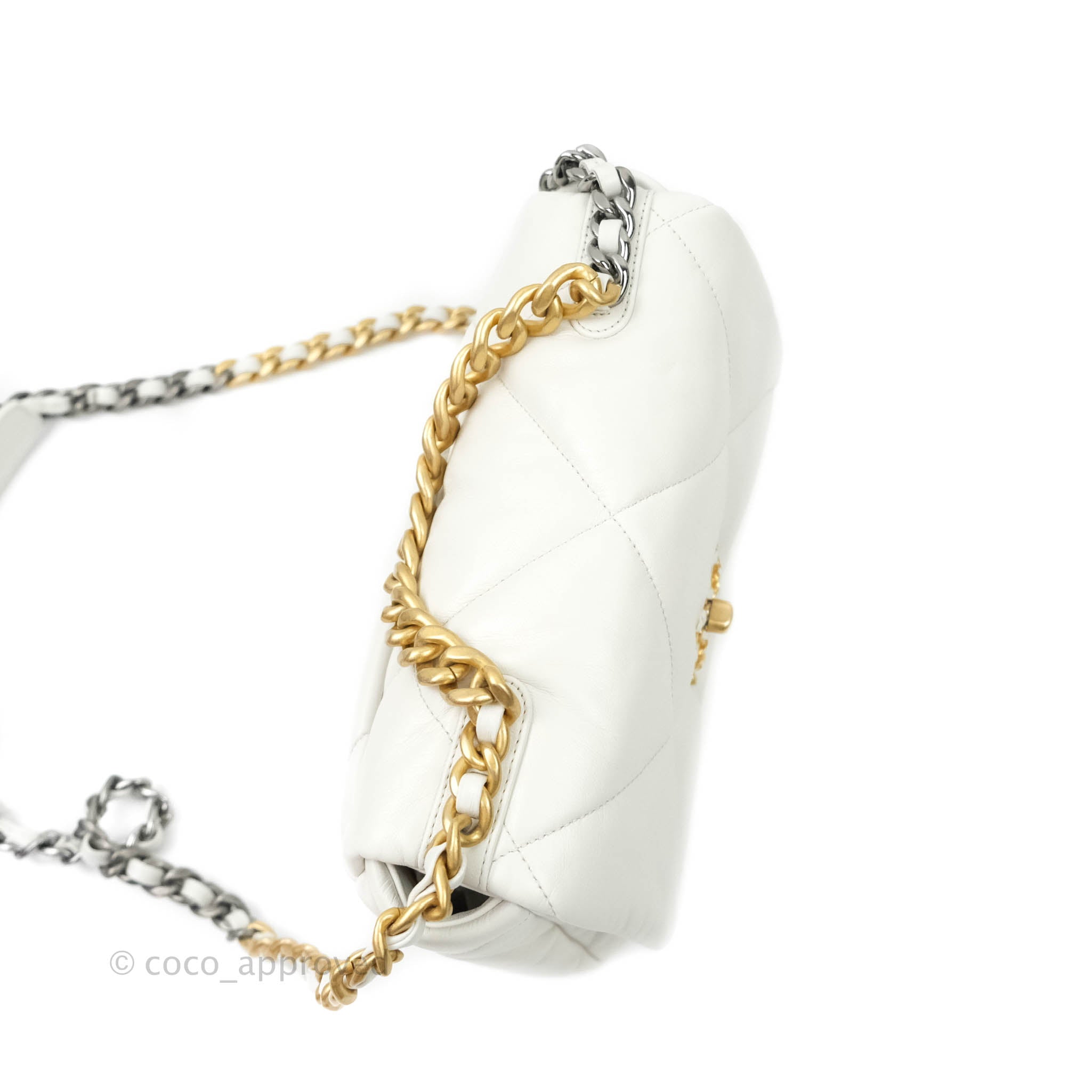 Chanel 19 Small Handbag in White with Mixed Hardware - Luxury Designer Shoulder Bag for Women, Perfect for Date Night & Special Occasions