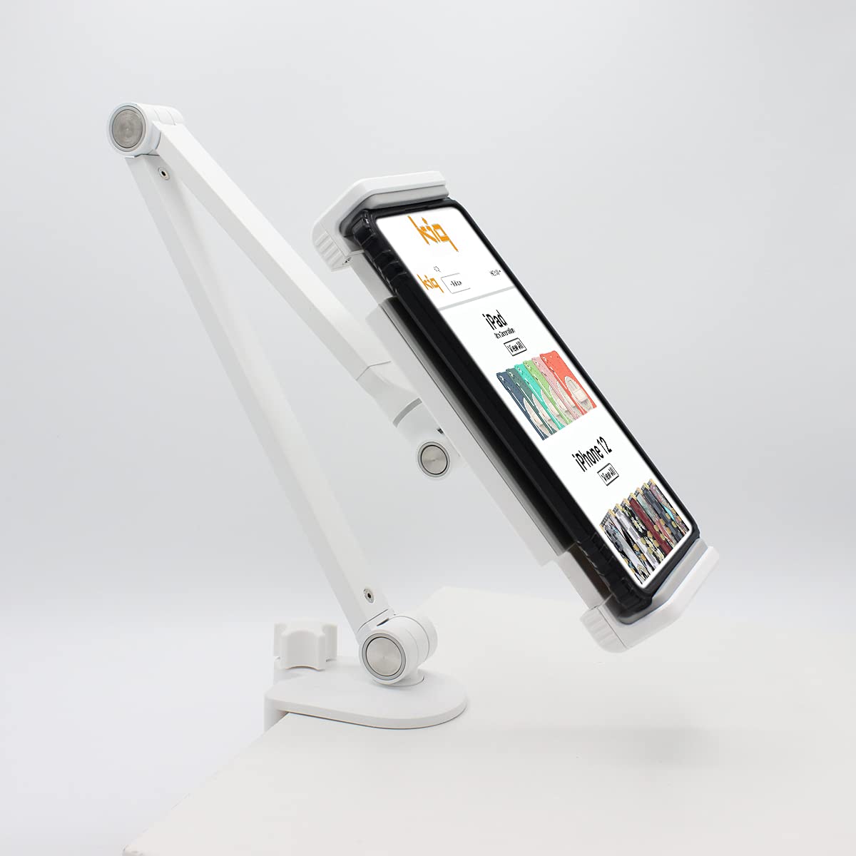 Adjustable 360° Rotating Phone Holder for Bed & Desk - White | Universal Phone & Tablet Stand for Laying Down, Watching Movies, Reading & Working | Compatible with iPhone, iPad & Smartphones