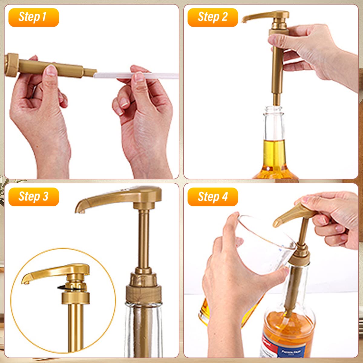 10-Piece Coffee Syrup Pump Set - 750ml Bottle Dispenser for Adding Syrup to Coffee, Tea, Sodas, Milkshakes & Ice Cream Cones - Perfect for Cafes, Bars & Home Use