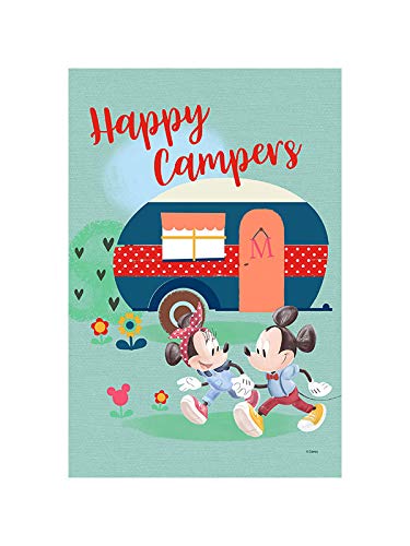 Disney Mickey & Minnie Mouse Happy Campers Outdoor House Flag 28x40 Inch - Officially Licensed Premium Fabric - Perfect for Garden, Patio, and Disney Fan Home Decor
