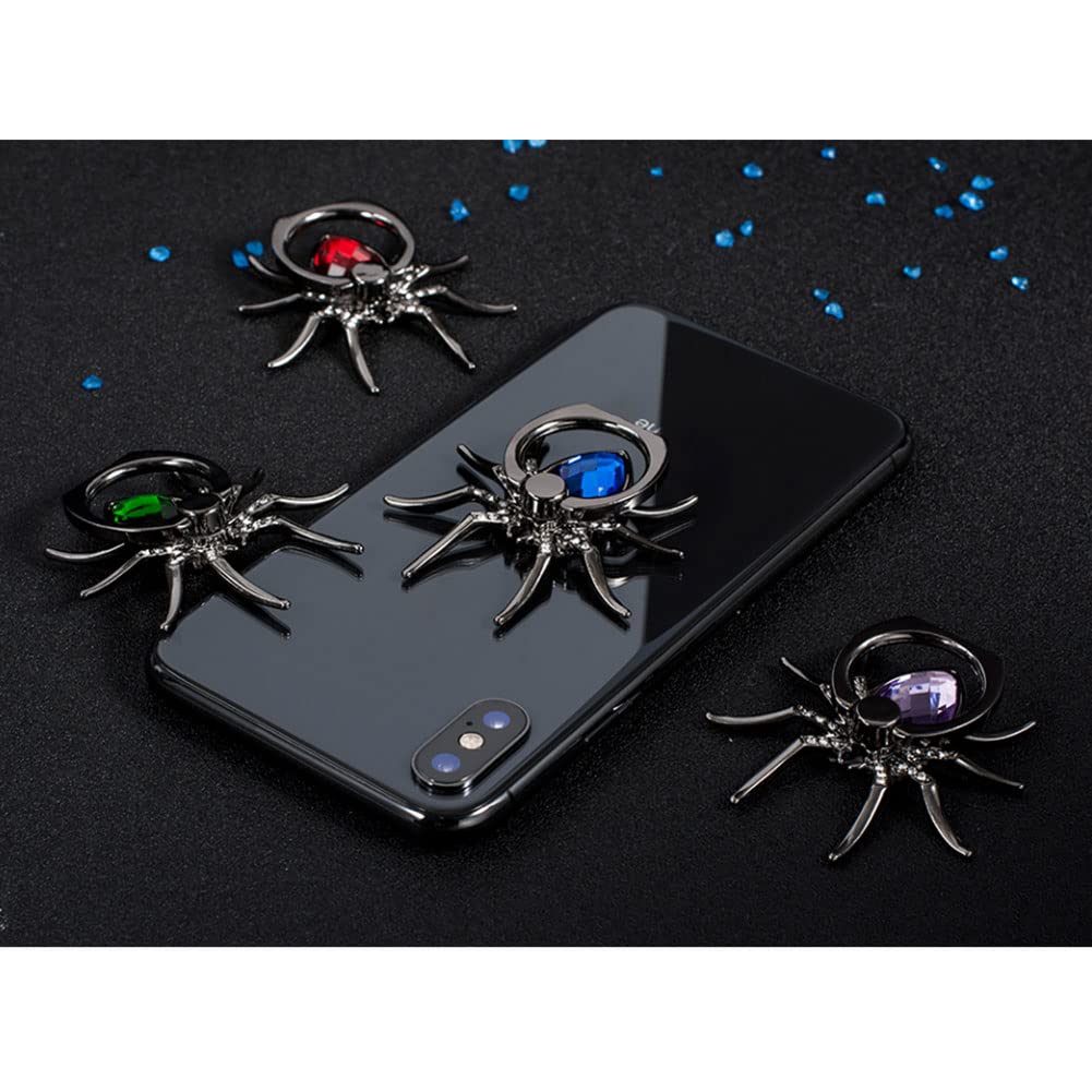 360° Rotating Metal Phone Finger Stand with Diamond Design - Spider Ring Holder for Mobile Phones (Red) | Perfect for Watching Videos, Gaming & Hands-Free Calling