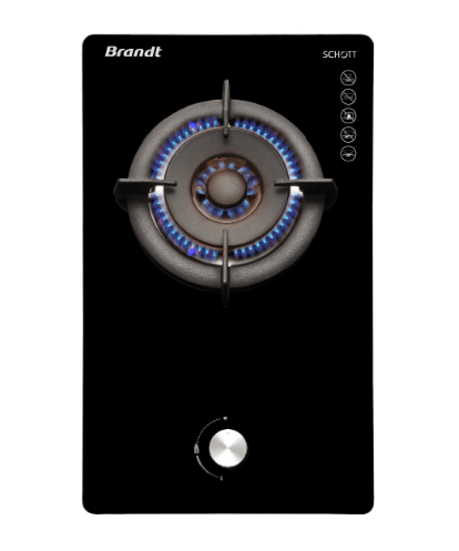 Brandt TG2231BEP 30cm Black Gas Hob with Battery/Electric Ignition - Perfect for Modern Kitchens, Camping & Outdoor Cooking