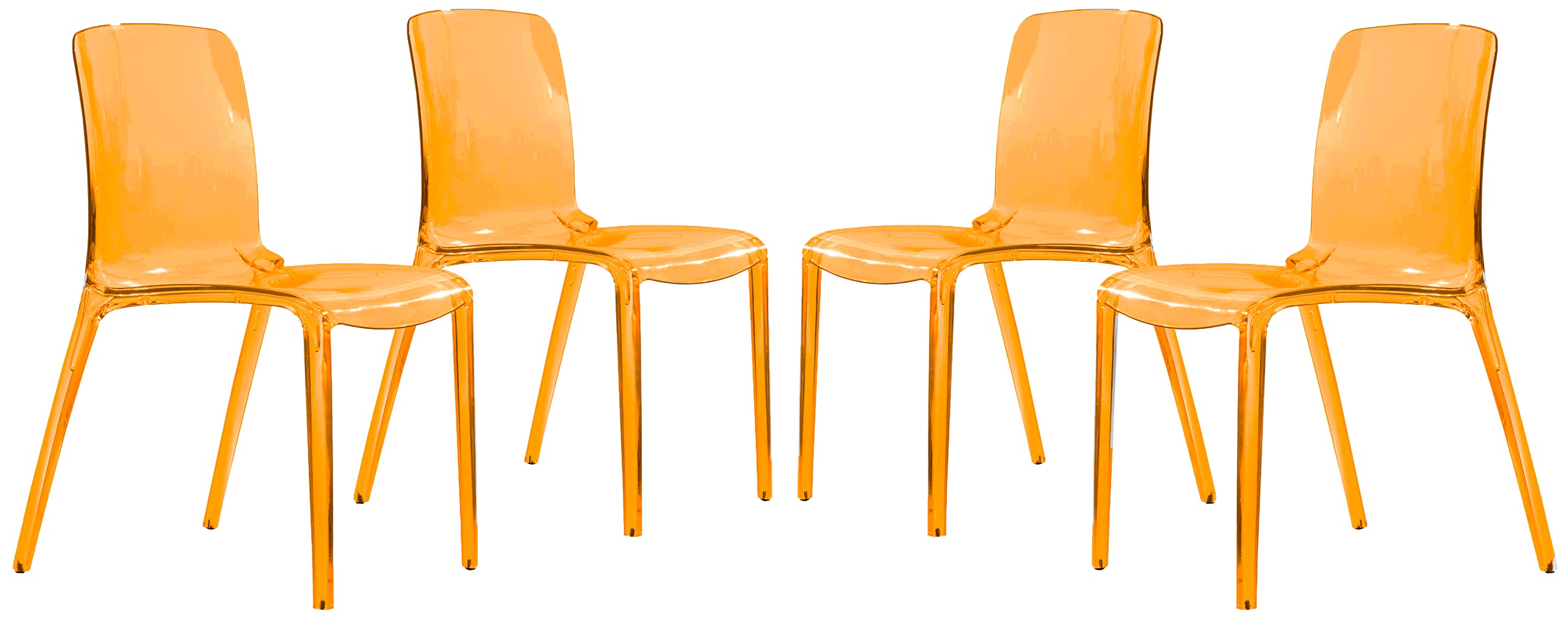 Mid-Century Modern Dining Chairs Set of 4 - Transparent Orange Acrylic Contemporary Design for Kitchen, Dining Room & Home Decor | Perfect for Modern Living Spaces, Open Concept Dining & Stylish Entertaining