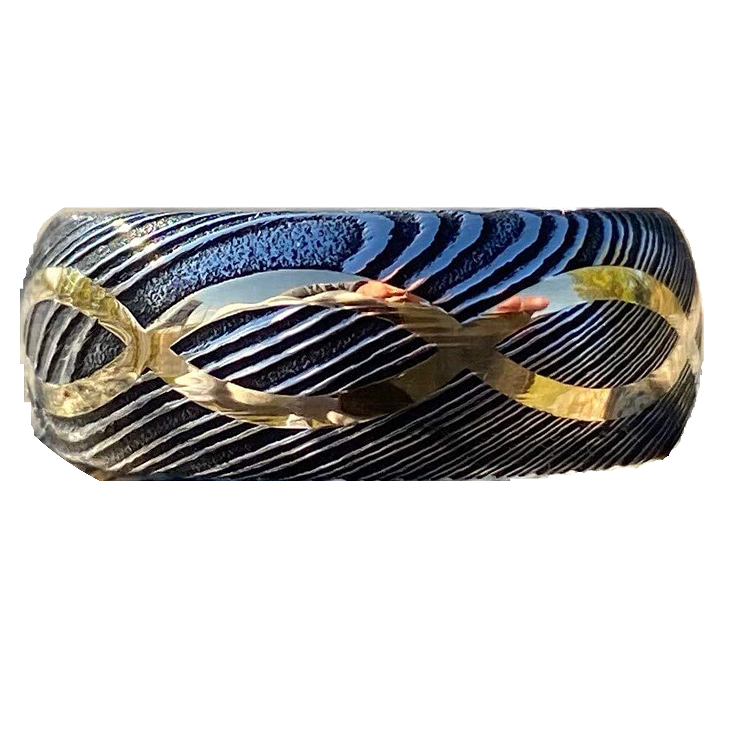 Handmade Damascus Steel Infinity Symbol Ring with Copper Inlay - Custom KE-205-AT Wedding Band, Father's Day Gift for Men (Colors May Vary) | Perfect for Anniversaries, Engagements & Special Occasions