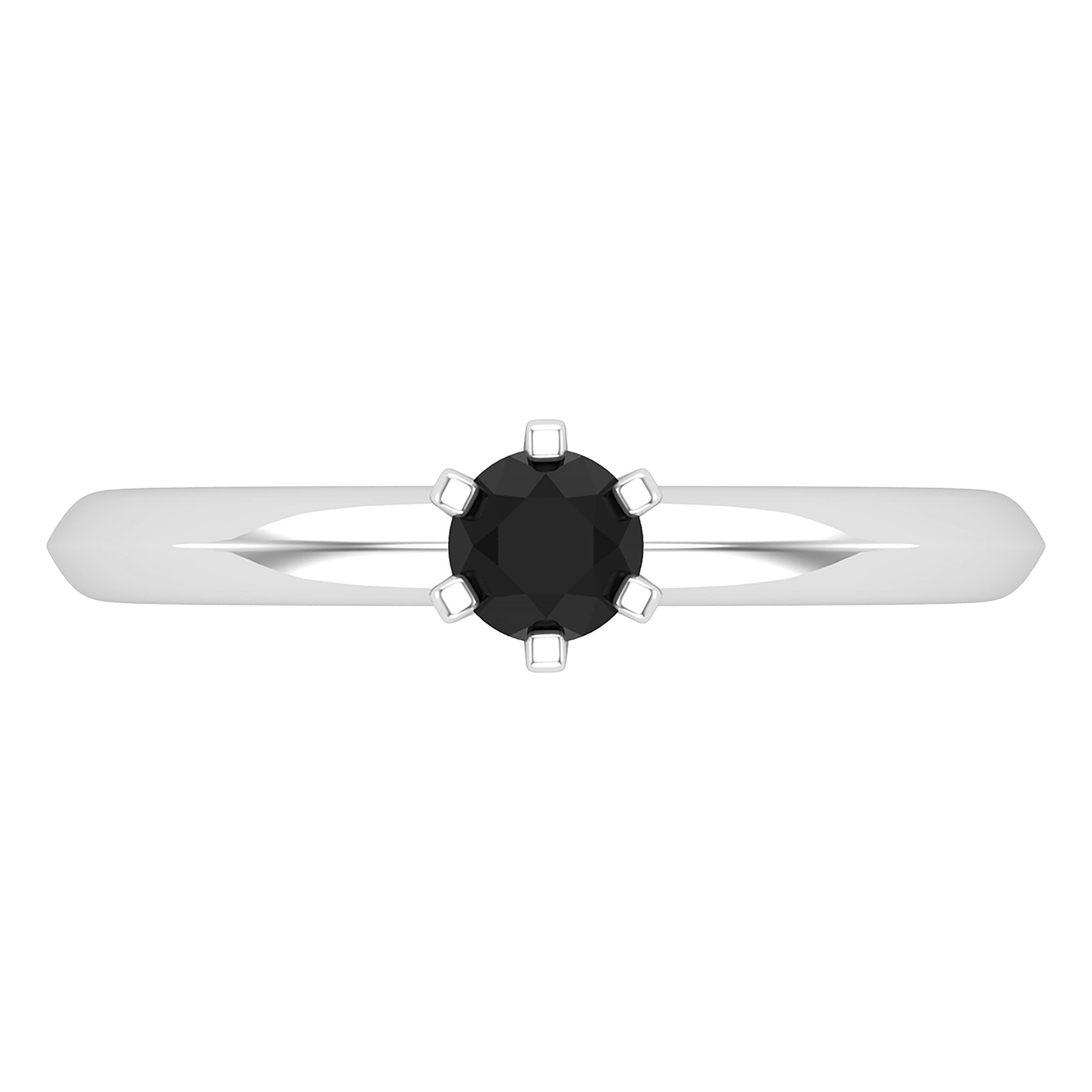 Dazzlingrock 10K White Gold Round Black Diamond Solitaire Engagement Ring for Women – Elegant Wedding, Proposal & Anniversary Jewelry Gift