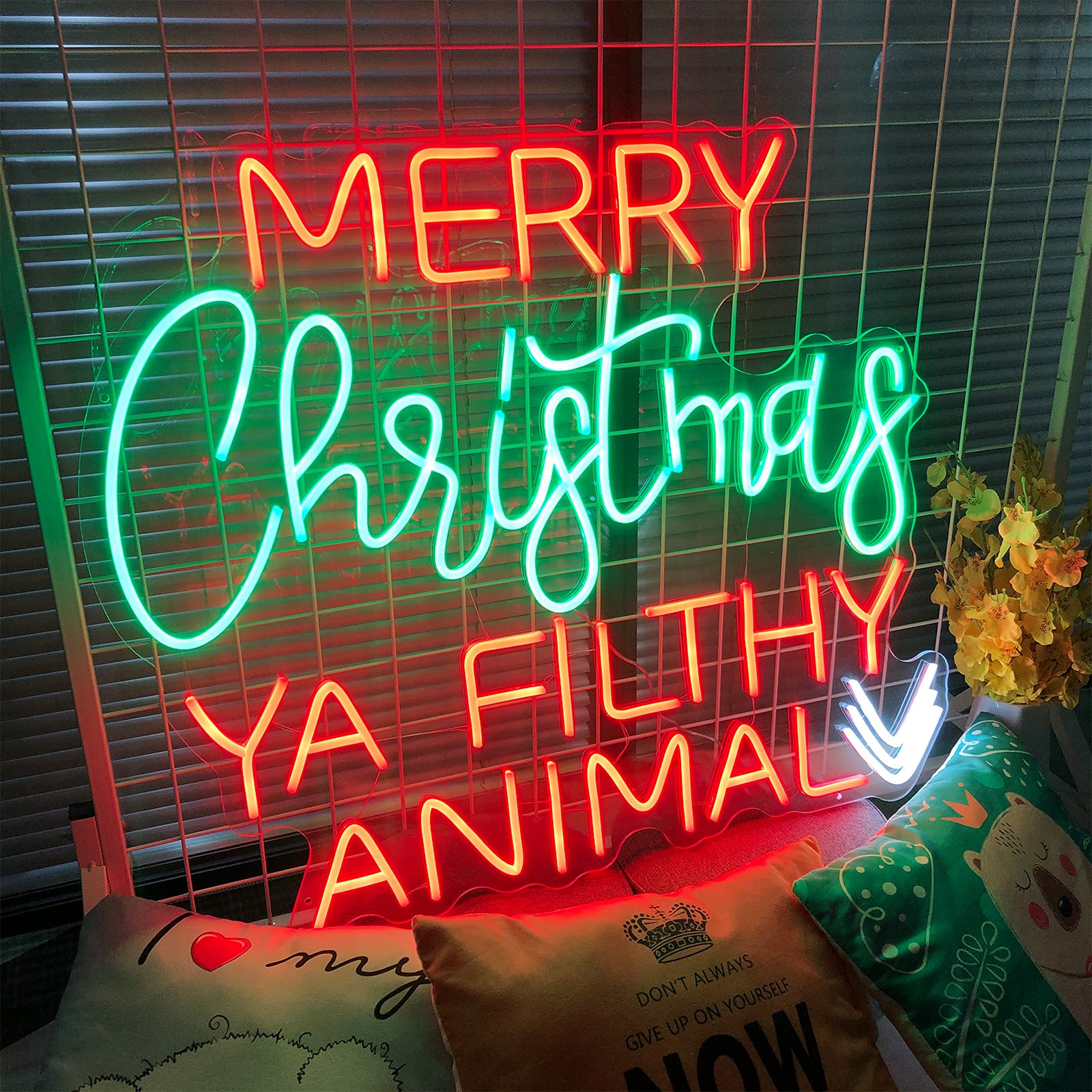 Custom Christmas Neon Signs - Adjustable Brightness LED Wall Decor for Bedroom, Bar, Party & Wedding | 19.6×16.5 Inch Acrylic Flex Light Sign in Red/Green (Perfect for Holiday Home Decor & Gift Giving)