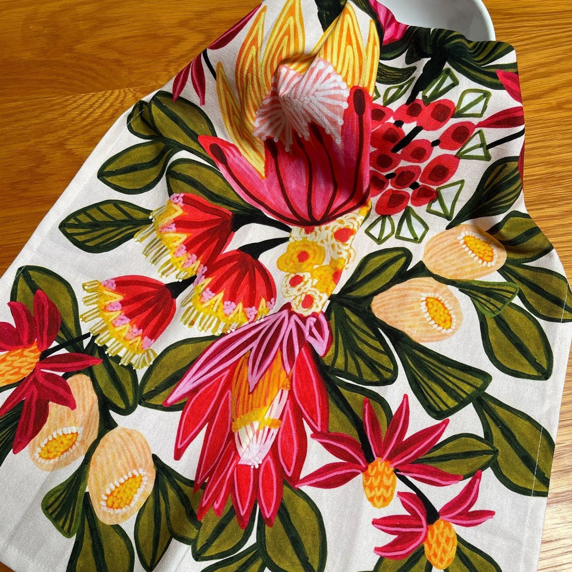 Premium King Proteas Tea Towel Set - 100% Cotton Kitchen Towels for Drying Dishes, Handmade Floral Design - Perfect for Kitchen, Dining, and Gift Giving