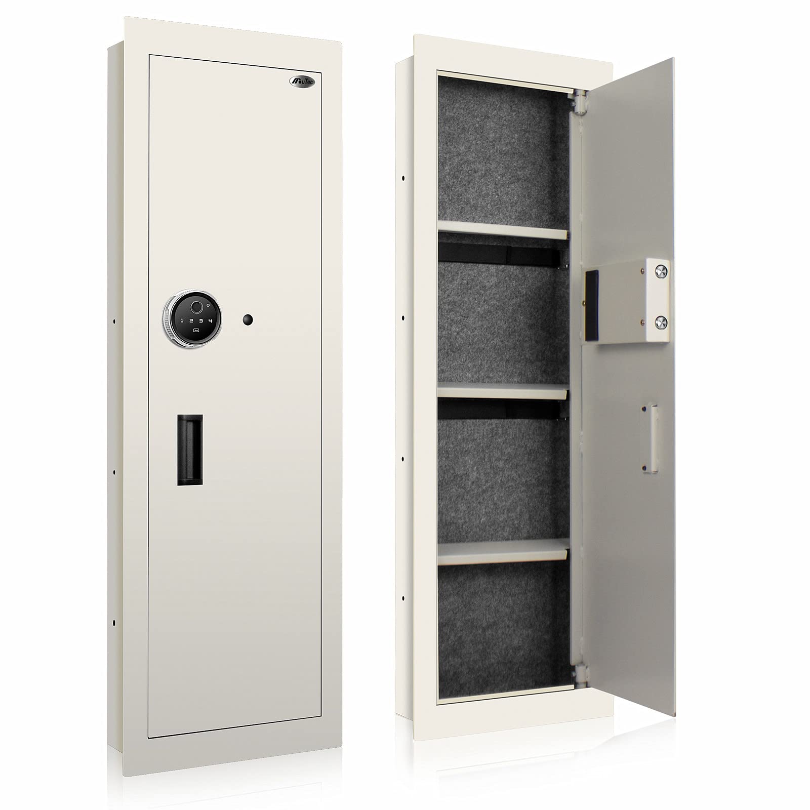 Langger Biometric Wall Safe - Hidden Fingerprint Security Safe Between Studs, Large White - Perfect for Home, Office & Jewelry Storage