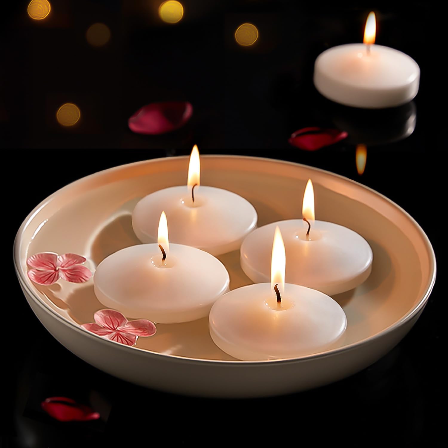36 Pack White Floating Candles 3 Inch - Unscented 10 Hour Burn Time for Wedding Decor, Romantic Dinner, Anniversary Proposal & Valentine's Day Centerpieces - Clean Burning Candles for Pool, Bathtub & Tabletop Decorations