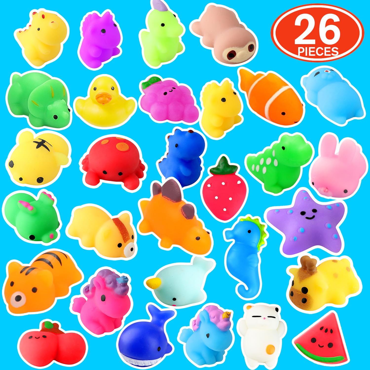 26 Pack Kawaii Cat Squishy Toys - Stress Relief & Party Favors for Kids Gifts