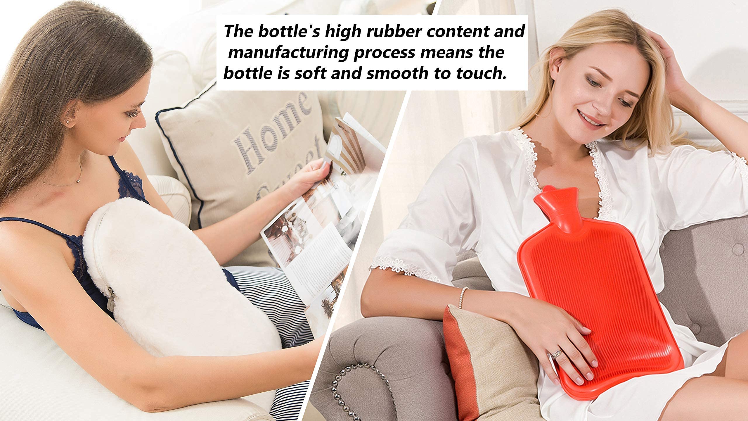 Peterpan Rubber Hot Water Bottles Set with Knit Cover - for Family Comfort & Warmth