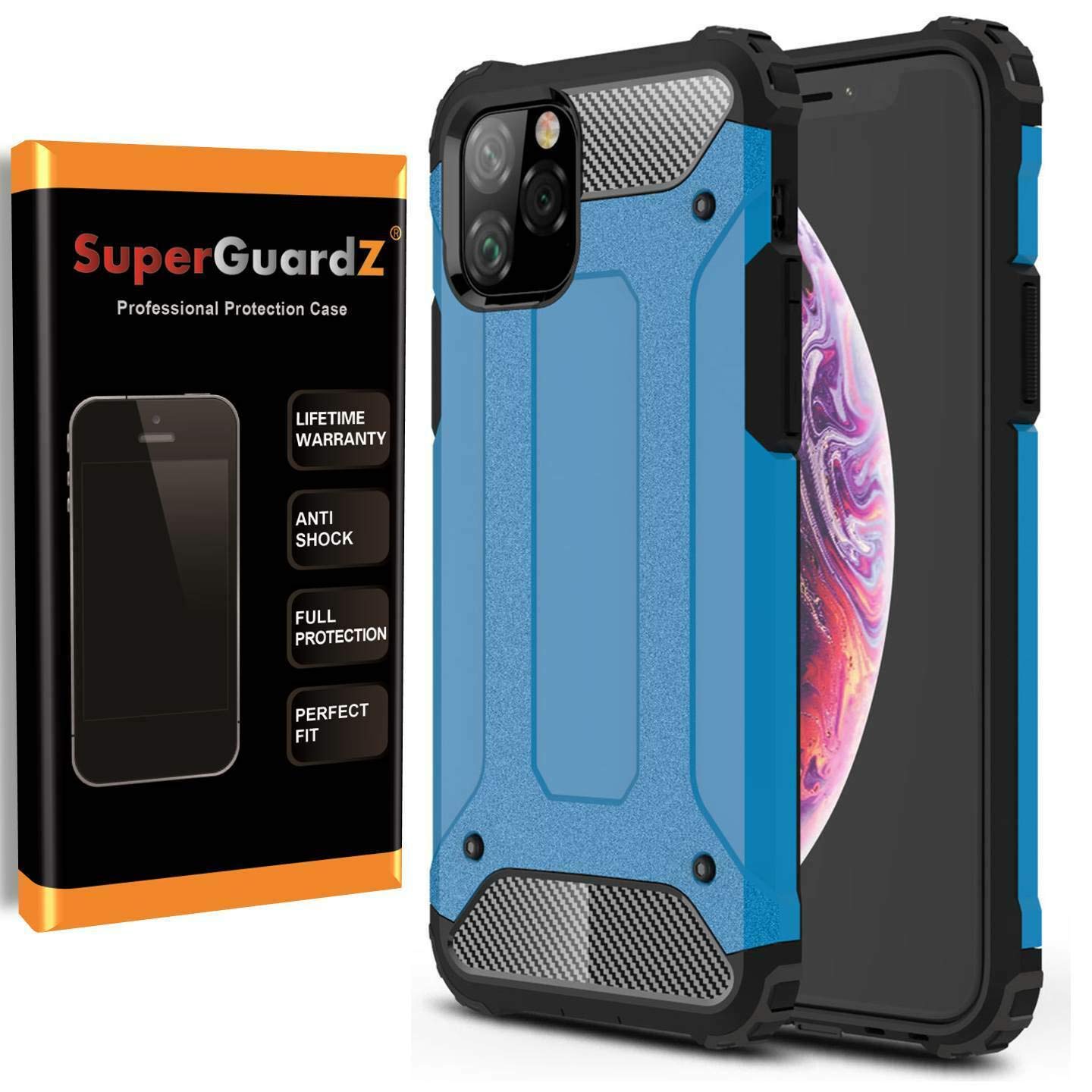 SuperGuardZ Heavy Duty Slim Shockproof Protective Armor Case for iPhone 11 Pro - Blue | Includes 2 Stylus Pens | Perfect for Outdoor Activities, Construction Work & Extreme Sports Protection