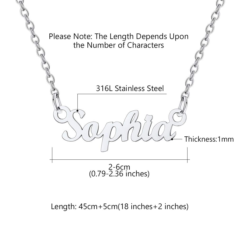 Custom4U Personalized Name Necklace - 18K Gold Plated Stainless Steel Name Pendant Jewelry - Unique Bridesmaid Birthday Gift for Women - Perfect for Weddings, Anniversaries & Special Occasions