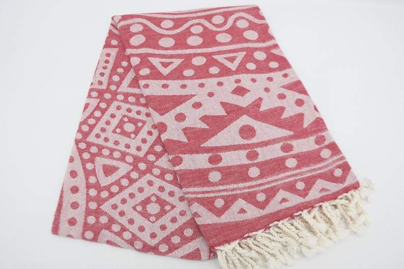 Burgundy Mandala 100% Cotton Bath Towel - Soft & Absorbent for Spa, Yoga, and Beach Use