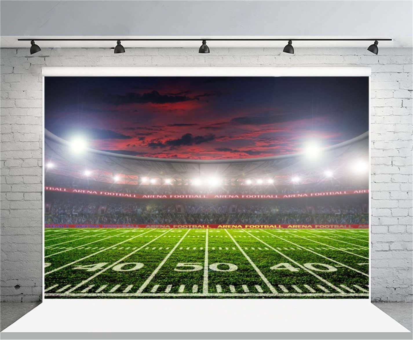CSFOTO 12x8ft Football Field Backdrop - Premium Soccer Rugby Match Night Background for Sports Championship, Studio Photography & Tailgate Party Decor - Perfect for Game Day, Sports Events & Photo Shoots