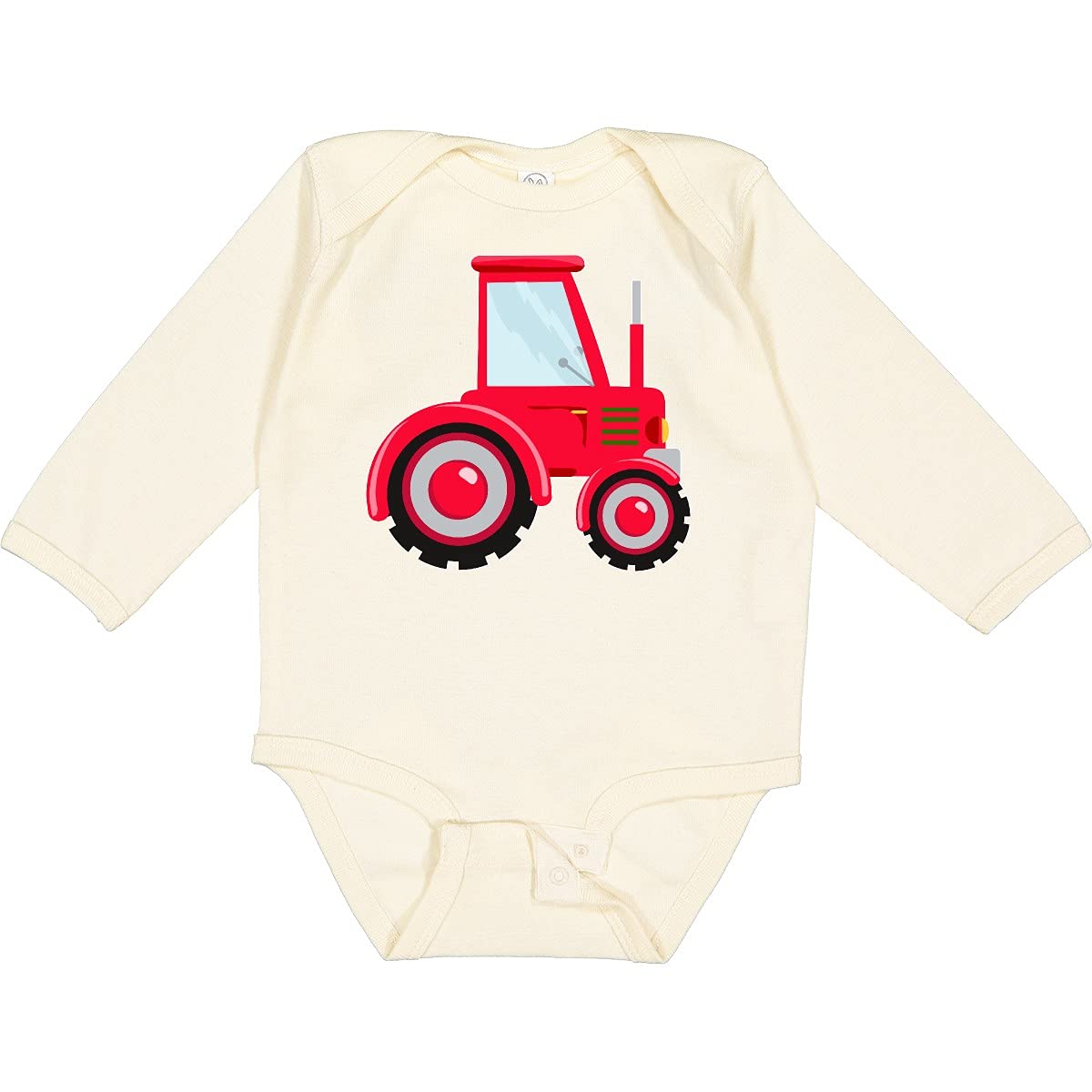 Inktastic Farming Red Tractor Long Sleeve Baby Bodysuit - Soft Cotton Onesie for Infants, Cute Farm-Themed Outfit for Boys & Girls, Perfect for Playdates, Photo Shoots & Country-Themed Events