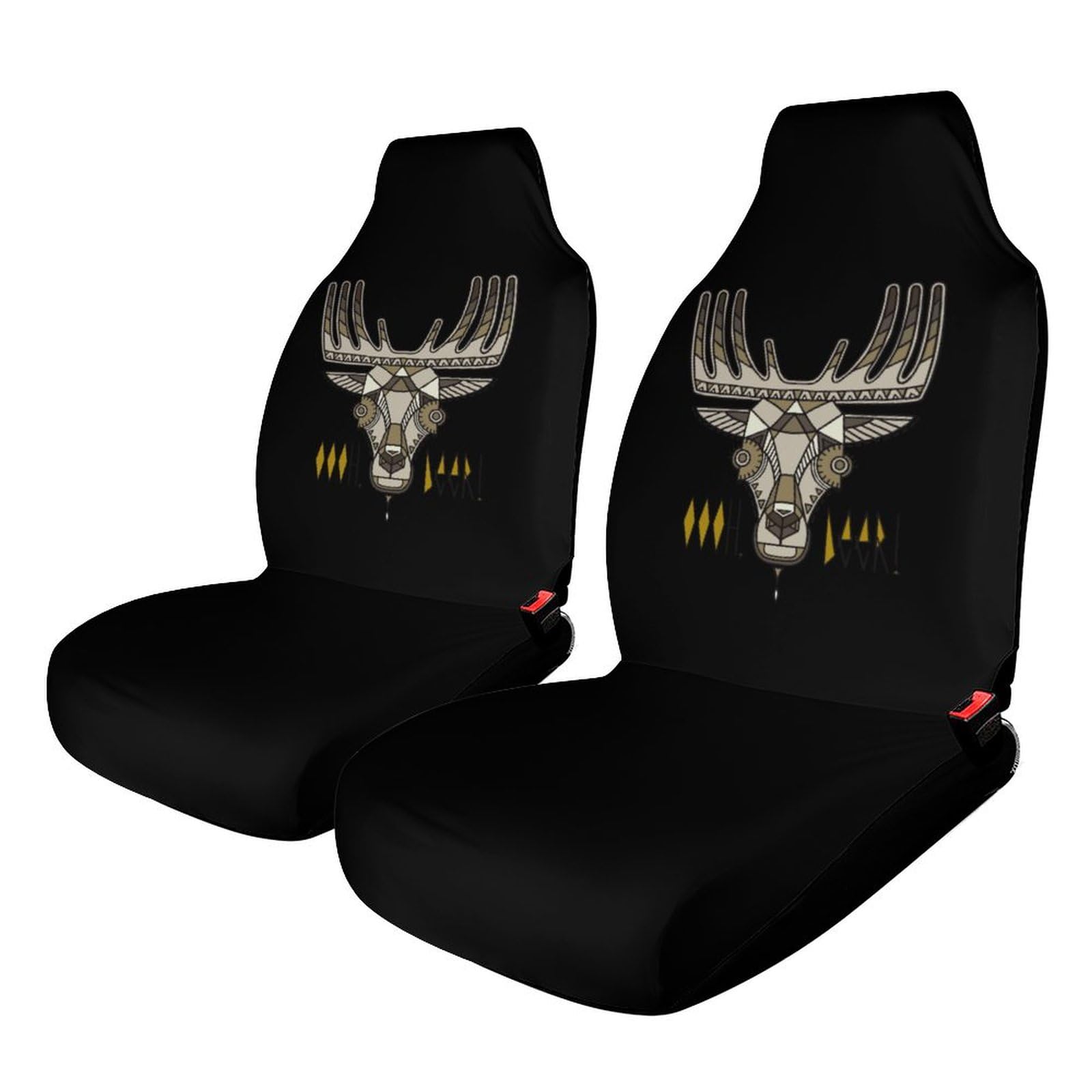 Premium Ethnic Deer Head Car Seat Covers - Durable Universal 2-Piece Set for Trucks & SUVs - Custom Front Seat Protectors | Perfect for Outdoor Adventures & Daily Commutes