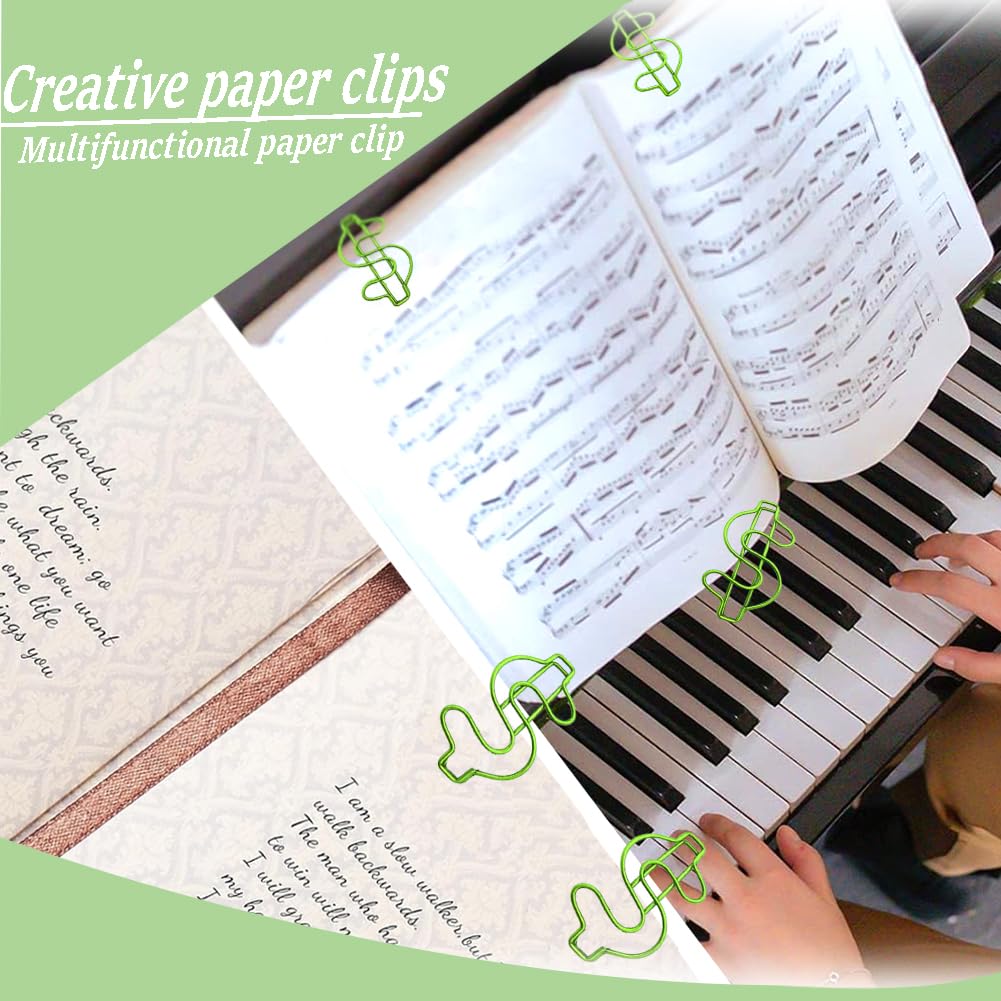 50 Pack Green Metal Binder Clips - Dollar Bill Paper Clips for Photos, Bookmarks, Office, School & Wedding Invitations - Decorative Stationery for Party Decor, Valentine's Gifts & Home Organization (Green)