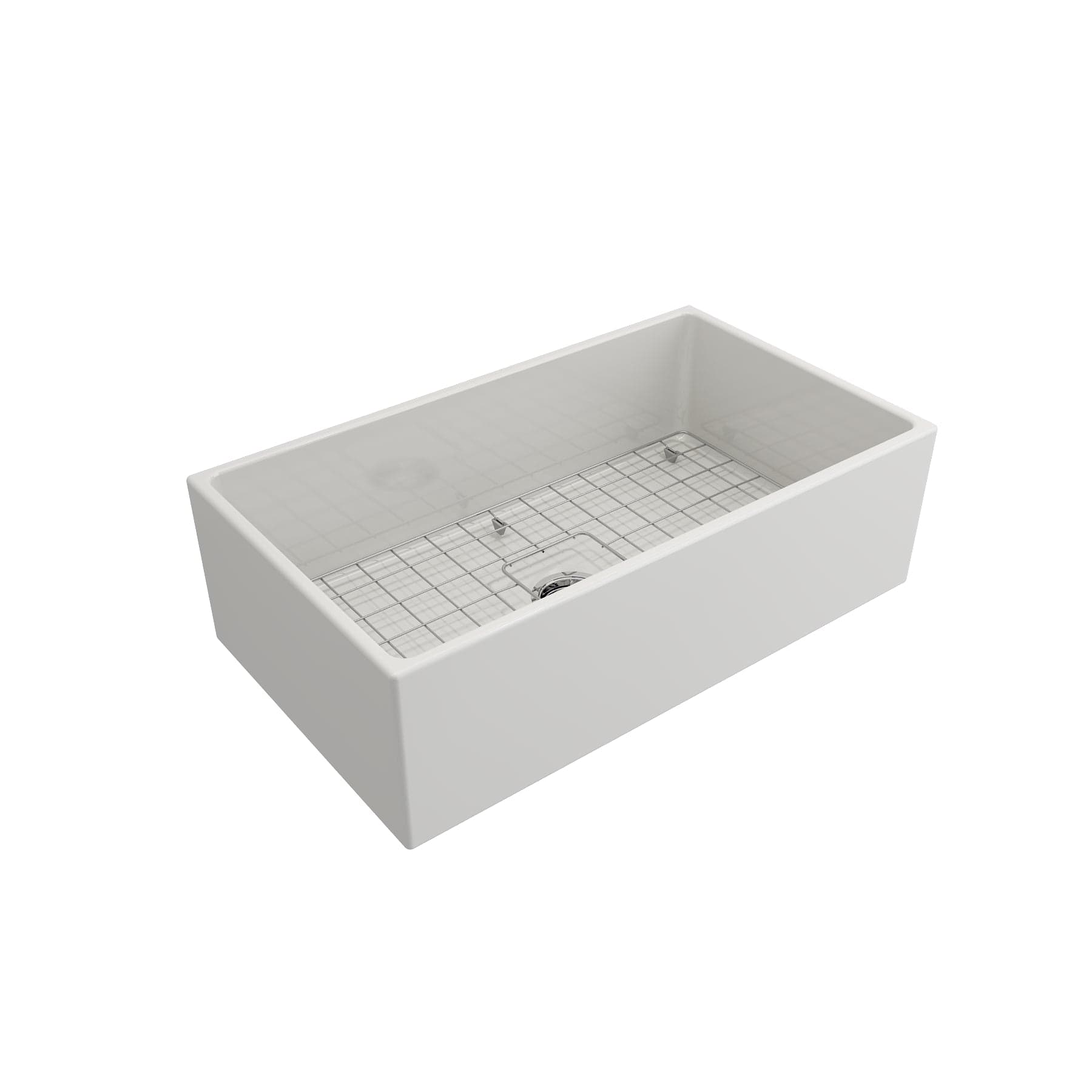 BOCCHI CONTEMPO 33 Inch Fireclay Farmhouse Single Bowl Kitchen Sink with Protective Bottom Grid & Strainer - Perfect for Modern Farmhouse, Rustic, and Traditional Kitchen Designs
