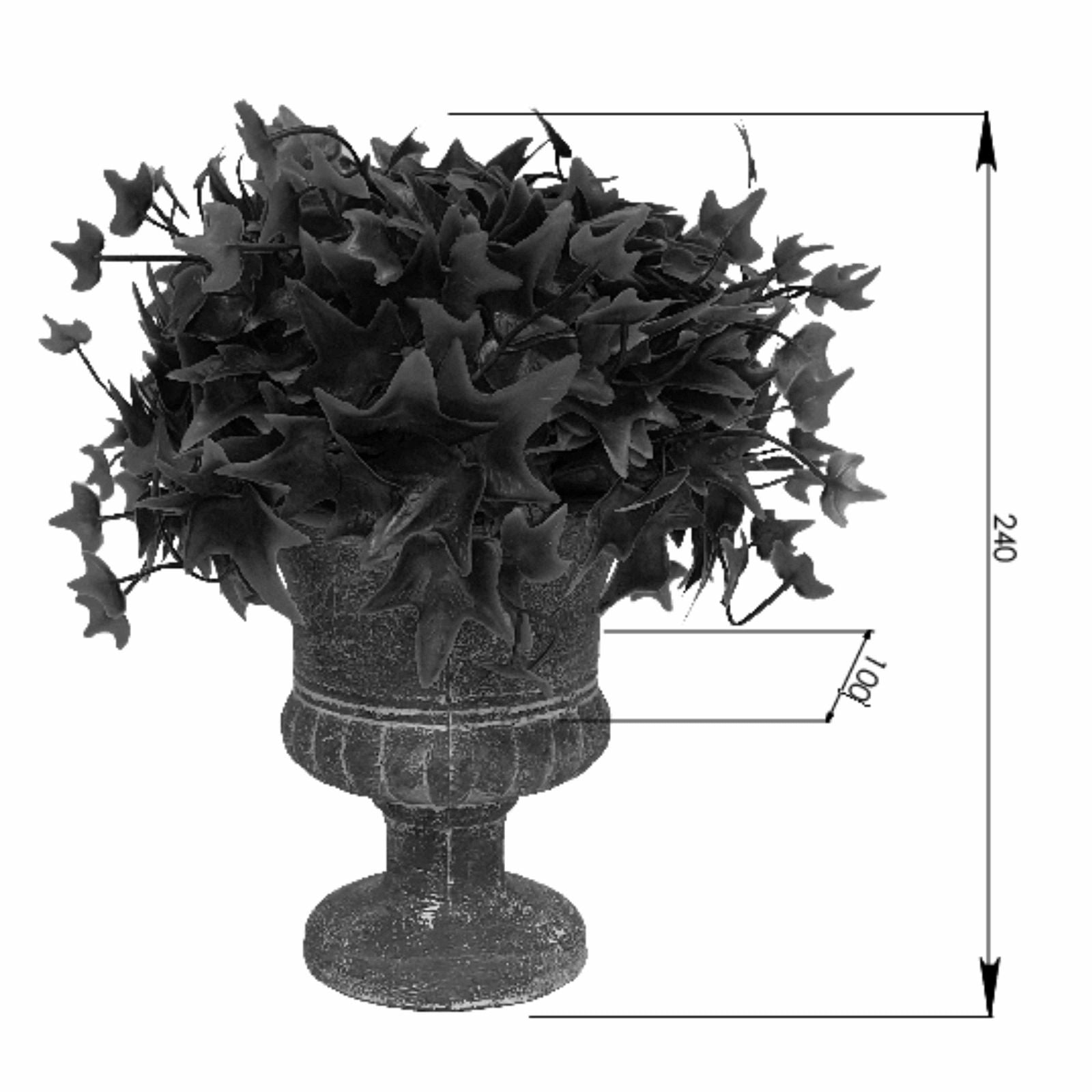 24cm Artificial Shrub in Shaped Vase - Realistic Fake Plant by Criterion - Perfect for Home Office Decor, Living Room Centerpiece & Wedding Table Arrangements