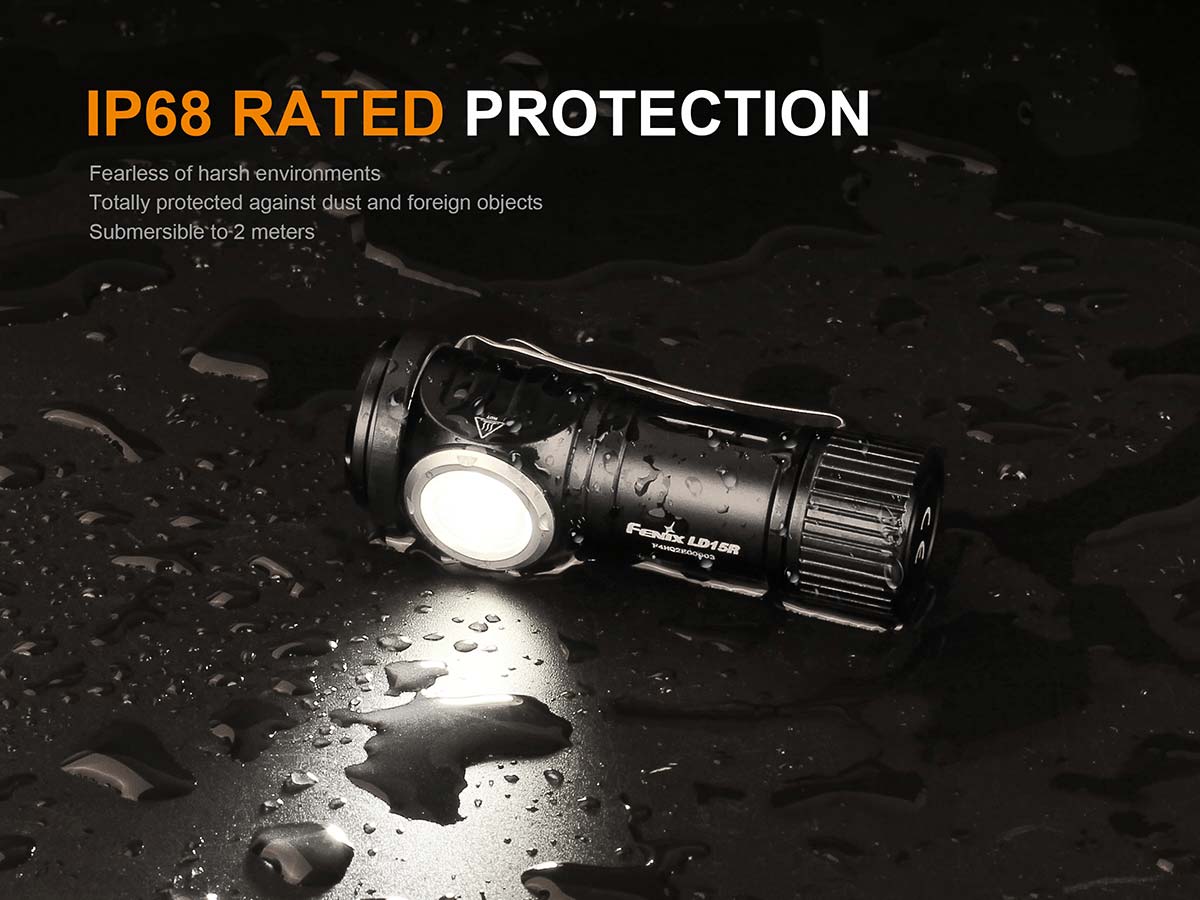 Fenix LD15R USB Rechargeable Right Angle Flashlight - Compact & Bright LED Light for Camping, Hiking, Emergency, and Outdoor Adventures (Discontinued Model)