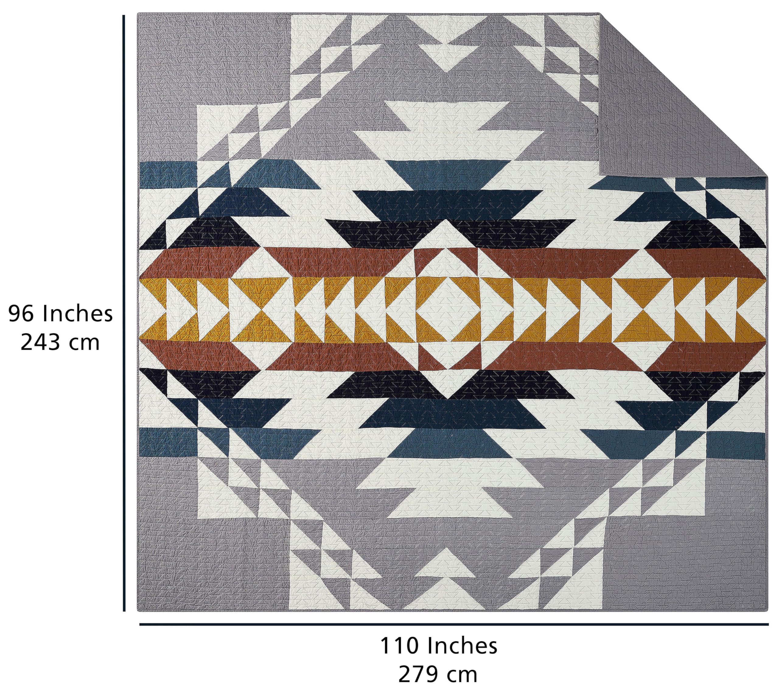 **PENDLETON 29272 Explorer California King Quilt Coverlet Set - Soft Cotton Reversible Bed Cover, Rustic Home Decor, Luxury Bedspread, Cozy Lightweight Quilt with Pillow Shams - King Size, Grey - Perfect for Master Bedroom, Guest Room & Cabin Retreat**