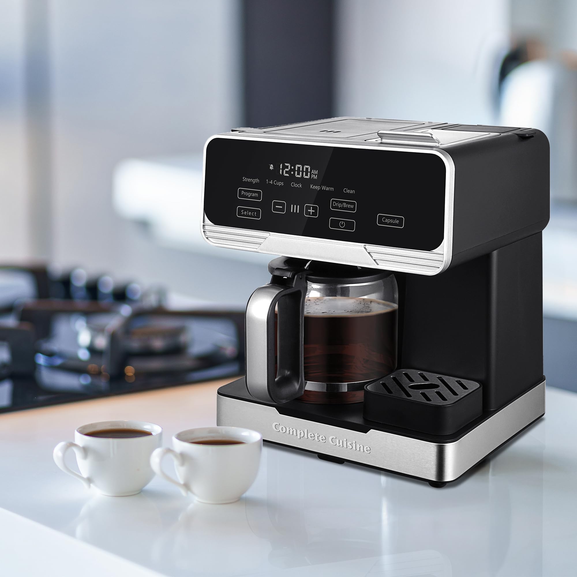 2-in-1 Programmable Coffee Maker with 12-Cup Pot & Single-Serve Pod Compatibility - Black | Perfect for Home, Office & Small Businesses | Fast Brewing & Energy Efficient