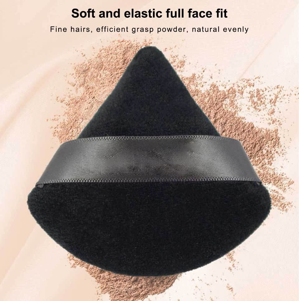 Soft Reusable Triangle Powder Puff with Strap for Loose Powder & Foundation - Wet/Dry Makeup Sponge for Flawless Face Application | Perfect for Travel & Professional Makeup Kits