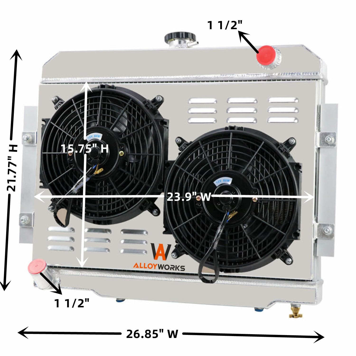 Alloyworks 3 Row Aluminum Radiator with Dual 12