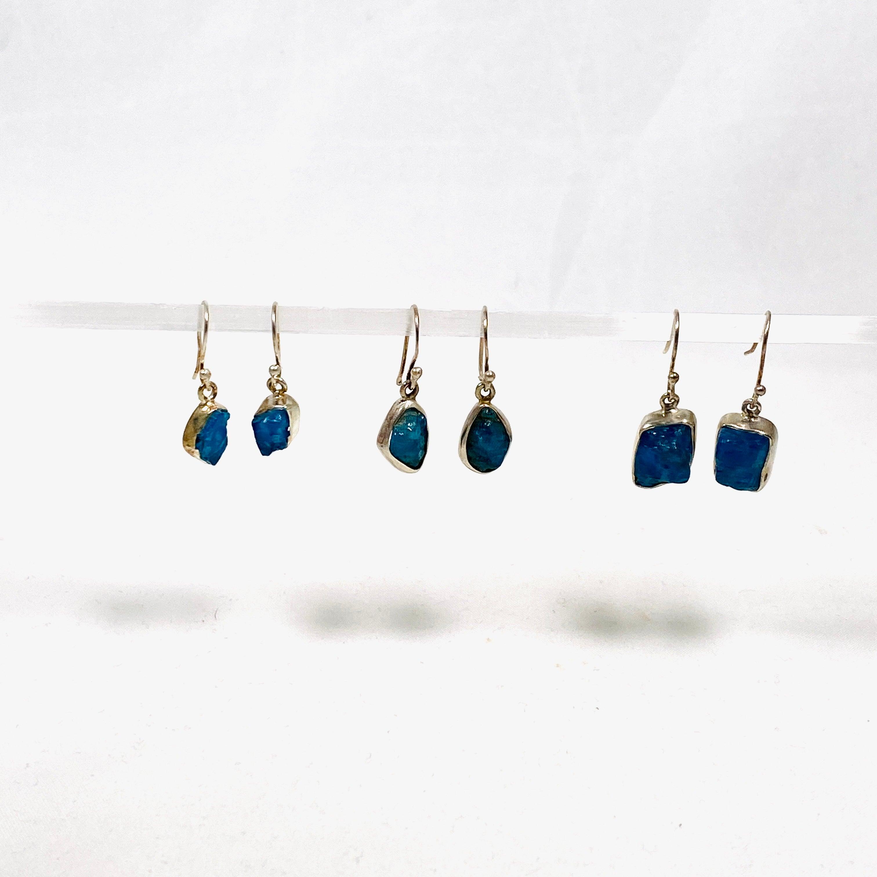 Natural Neon Apatite Raw Stone Earrings E2359 NAP - Handmade Boho Jewelry for Women, Perfect for Parties & Everyday Wear