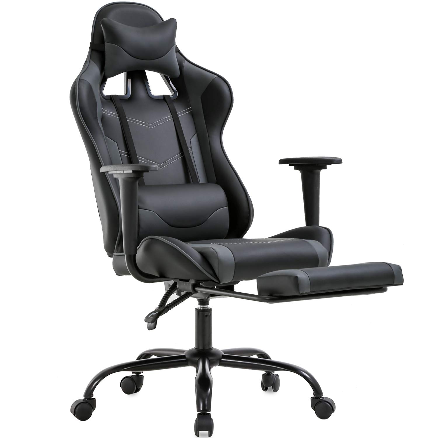 Ergonomic High-Back Office Chair - PU Leather Executive Desk Chair with Lumbar Support & Swivel Base - Perfect for Home Office, Gaming & Computer Work (Grey)