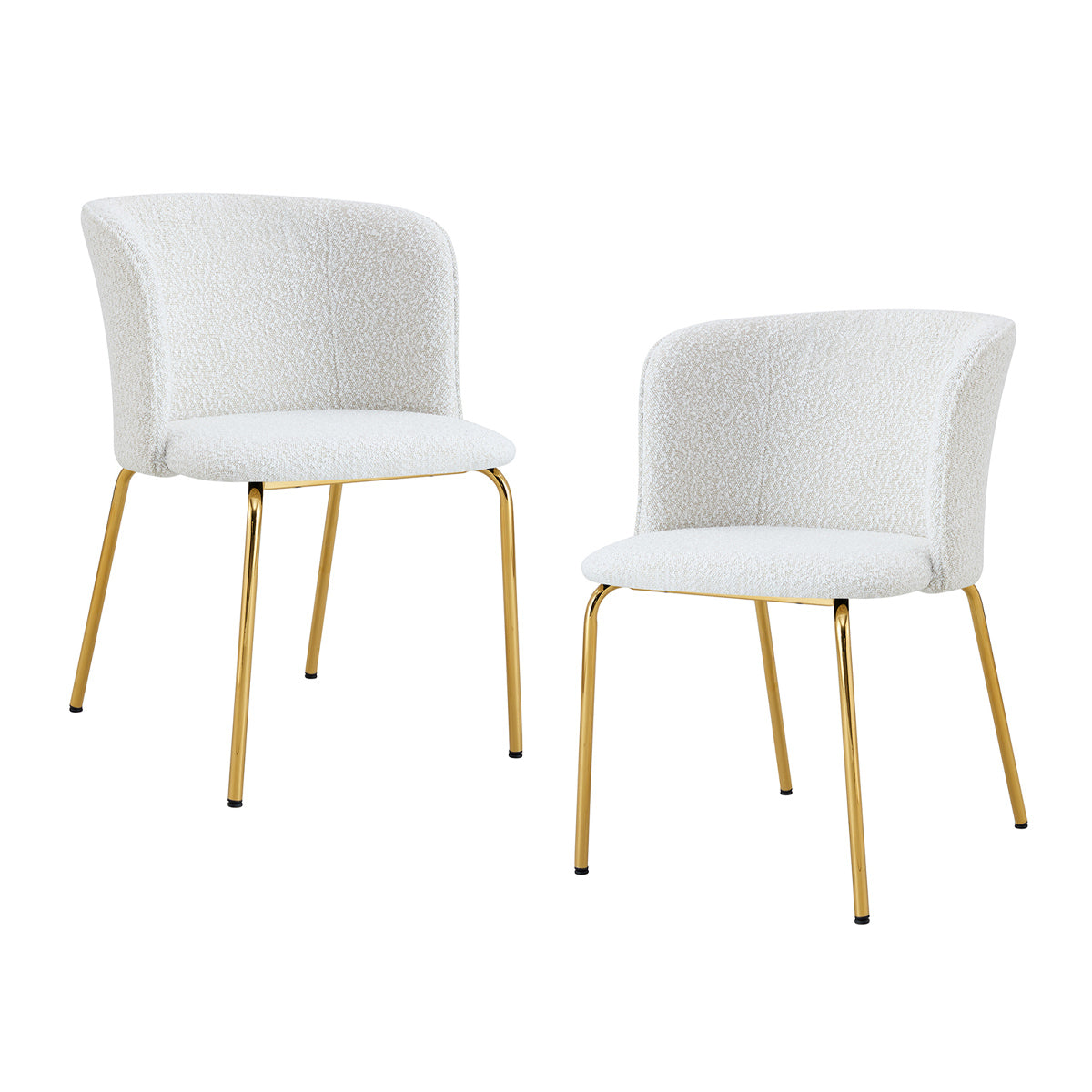 Anita Boucle Dining Chairs Set of 2 - Modern Upholstered Accent Chairs for Kitchen, Dining Room, or Office - Soft Textured Fabric & Sturdy Wooden Legs