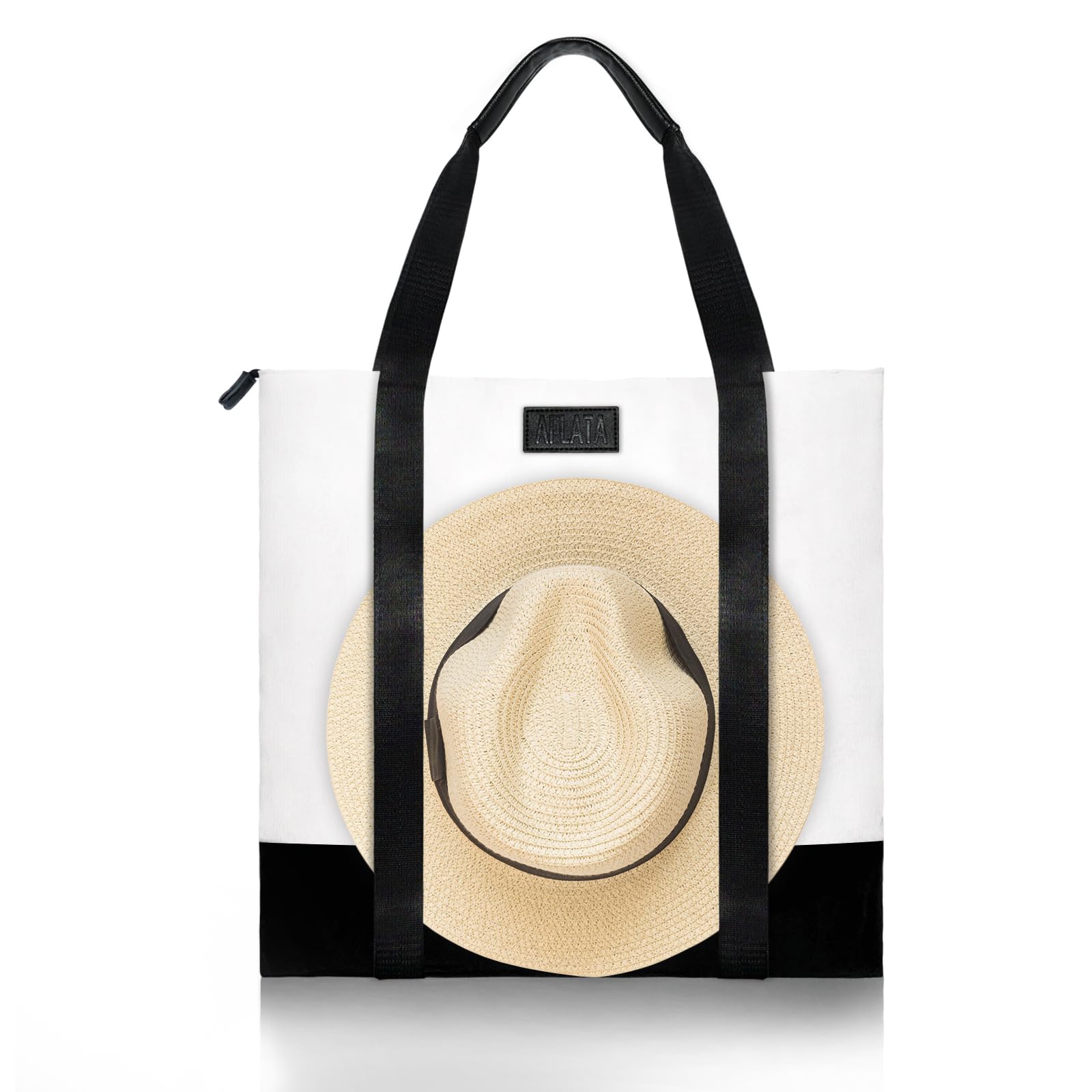 Stylish Travel Hat Tote Bag with Hat Holder - Durable Beach Bag with Comfortable PU Handle for Women & Men - Perfect for Vacations, Beach Trips, and Outdoor Adventures