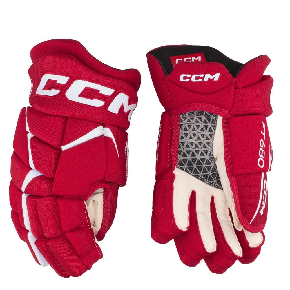 CCM Jetspeed FT680 Senior Ice Hockey Gloves - Protective Hockey Gear for Men & Women - Perfect for Ice Rink Games, Training & Competitive Play