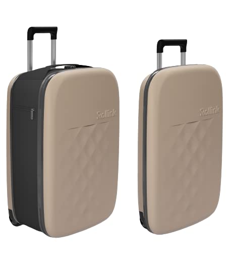 Rollink Flex Vega Medium Checked Collapsible Suitcase - Lightweight Hardshell Luggage with Silent 360° Spinner Wheels, TSA Lock, Water & Scratch Resistant | Perfect for Air Travel, Business Trips & Vacation Packing