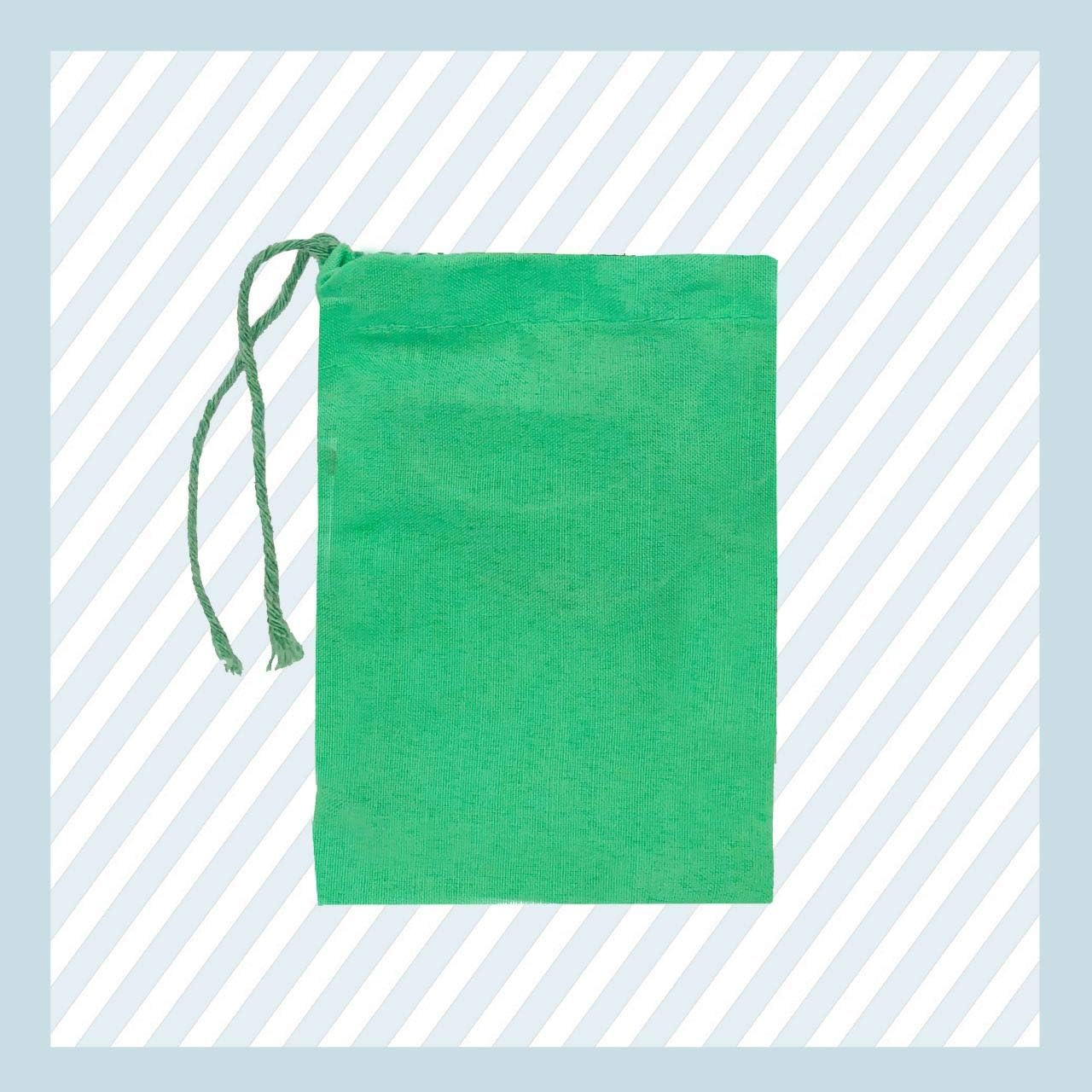 Eco-Friendly Green Cotton Christmas Drawstring Gift Bags (3x5 inches, 12 Pack) - 145 GSM Reusable Storage Bags for Kitchen, Grocery, Herbs & Holiday Treats | Perfect for Christmas Party Favors, Small Gift Packaging & Sustainable Holiday Decor