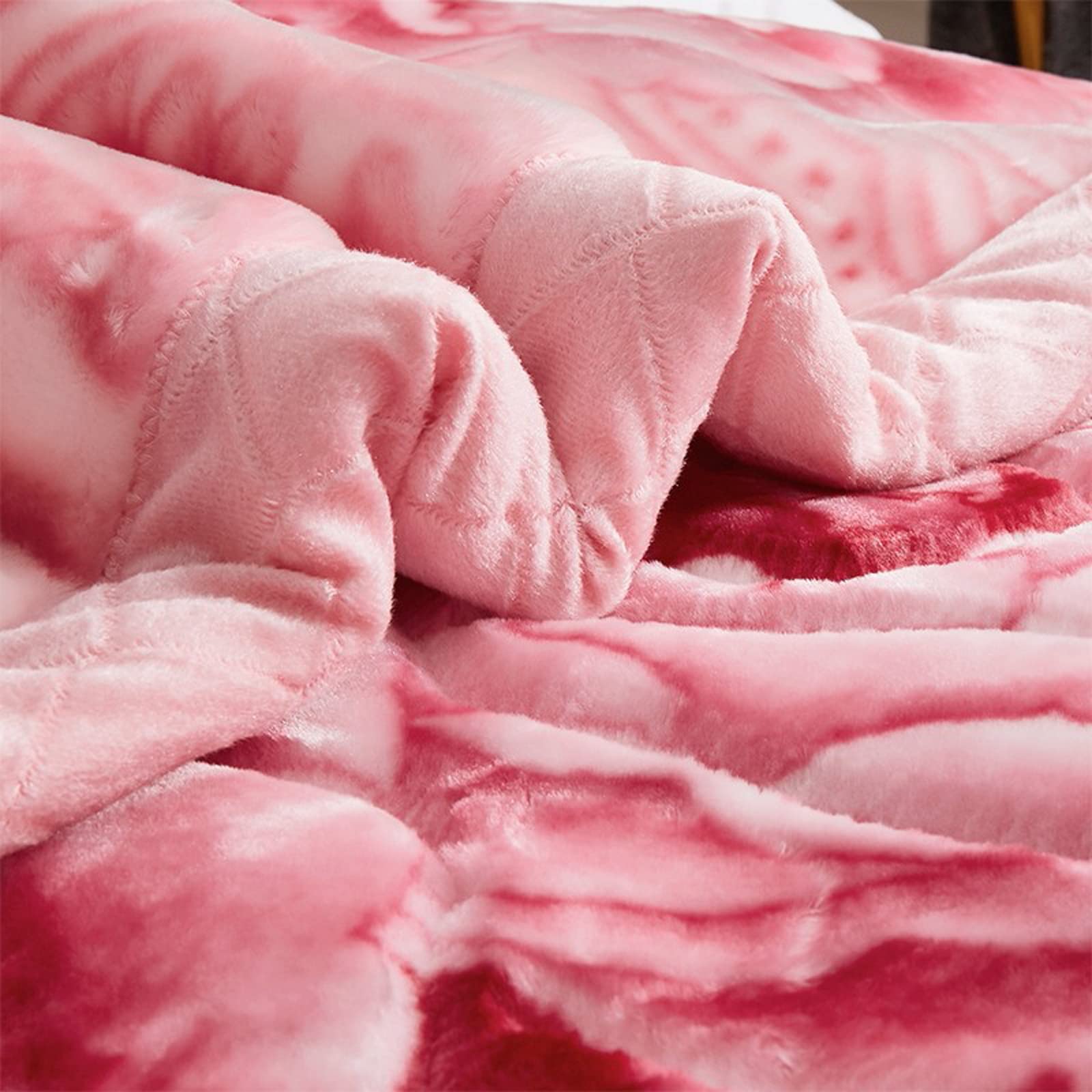 Premium Korean Mink Plush Blanket - King Size Ultra Soft Fleece, Sakura Orange, 2-Ply Heavyweight Winter Wrap for Bed, Sofa & Travel - Cozy Home Decor Gift