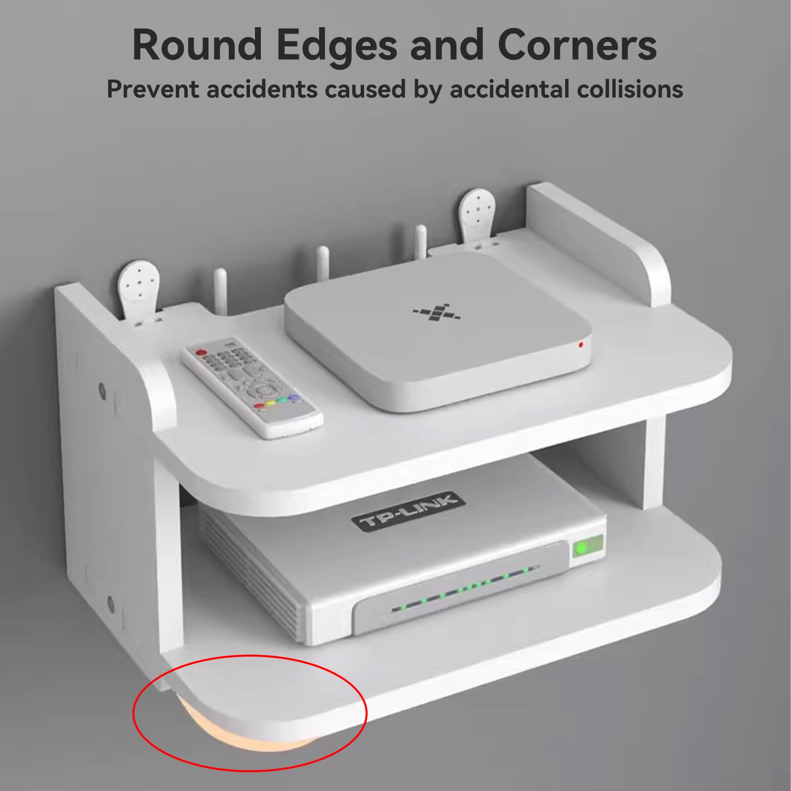 WiFi Router Stand - Small Wall Mount Shelf for WiFi Router, Remote Control & Projector - Compact Storage Solution for Bedroom & Living Room - Perfect for Organizing Home Office & Entertainment Setup