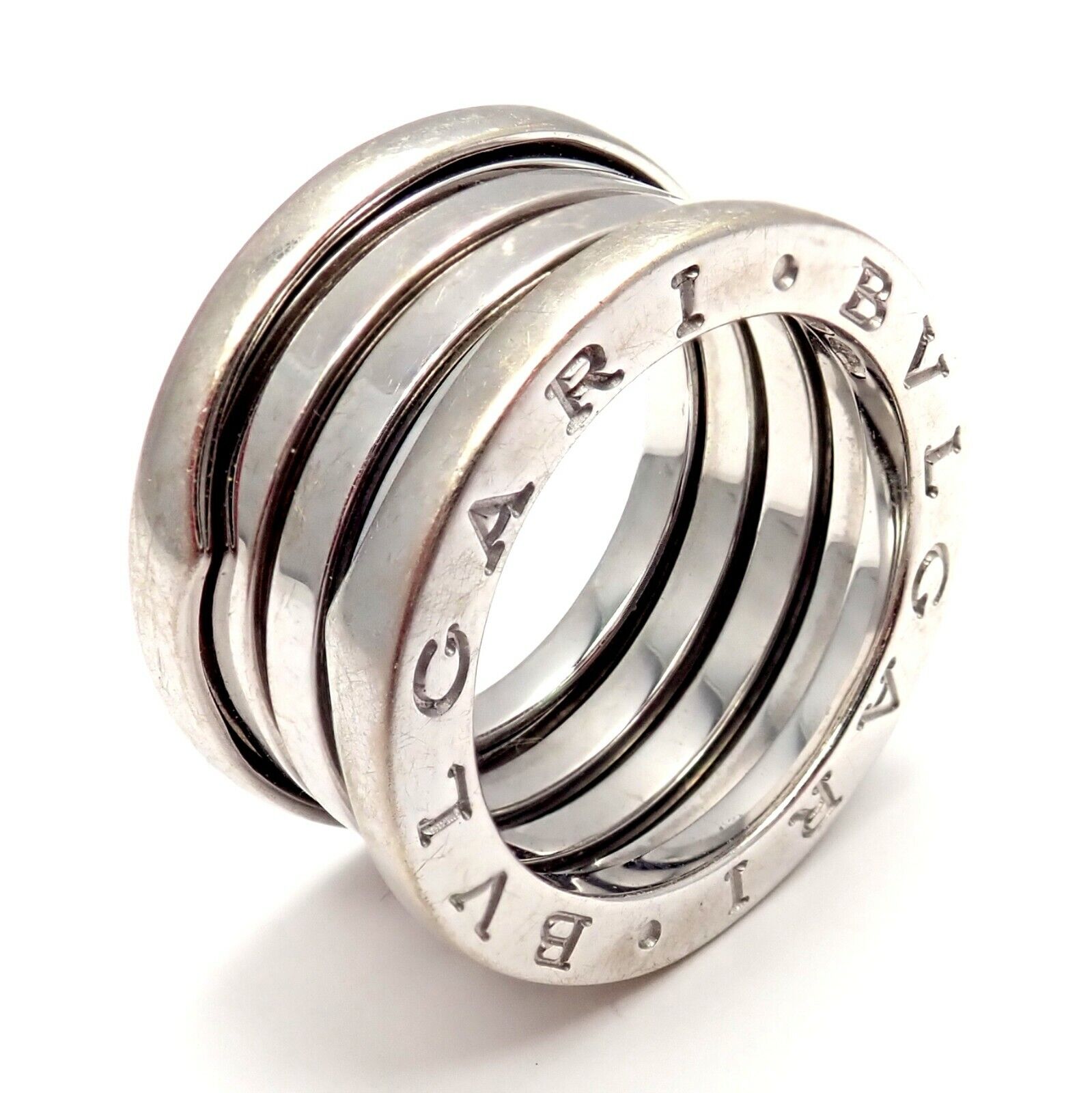 Bulgari 18K White Gold 4 Row B.Zero Band Ring - Size US 51 / EU 5.75 - Luxury Wedding, Engagement & Anniversary Jewelry Gift for Women