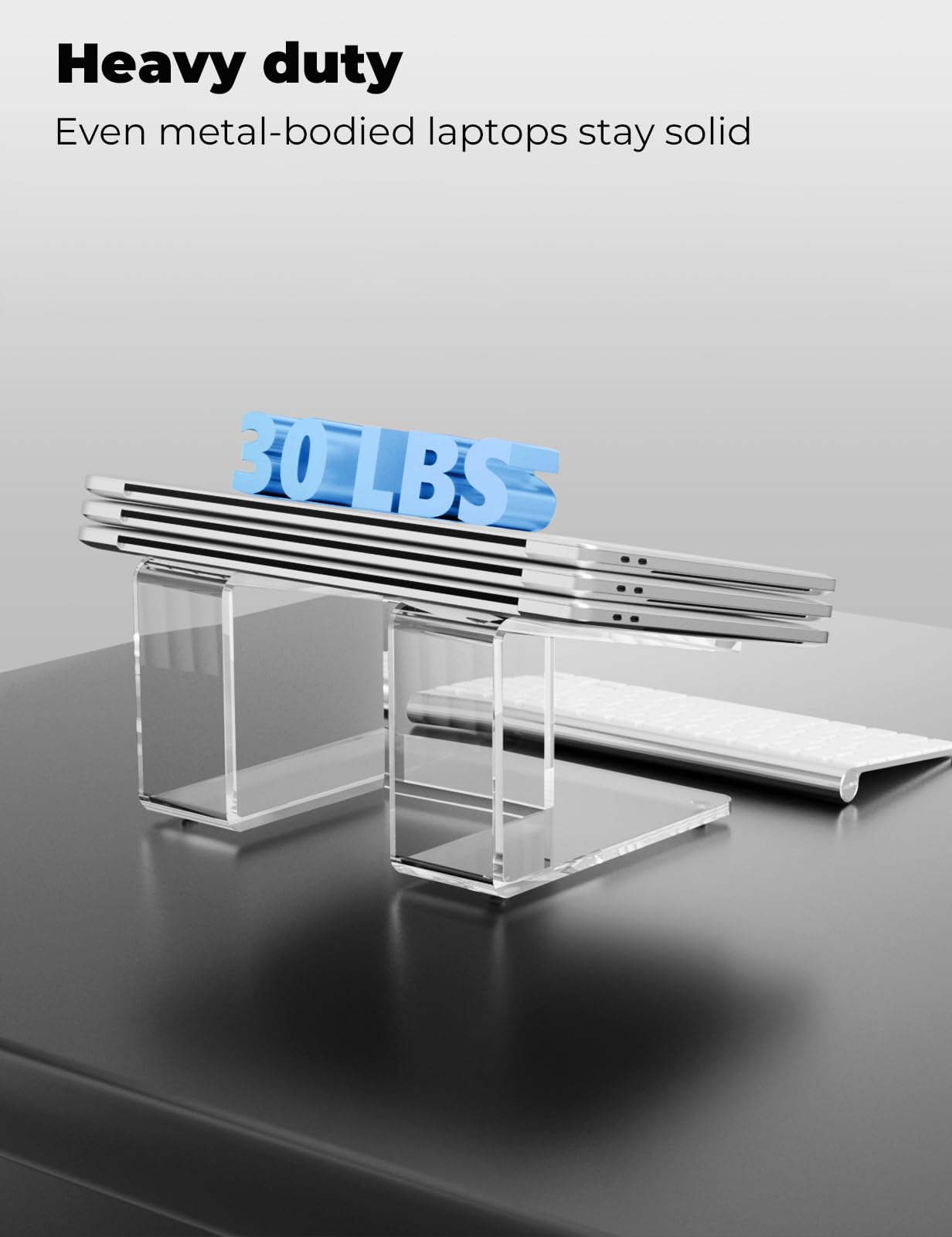 Ergonomic Acrylic Laptop Stand for Desk - Adjustable Laptop Riser Holder for 15-17.3 Inch MacBooks & Notebooks - Clear Computer Stand for Better Posture | Perfect for Home Office, Workstation & Gaming Setup